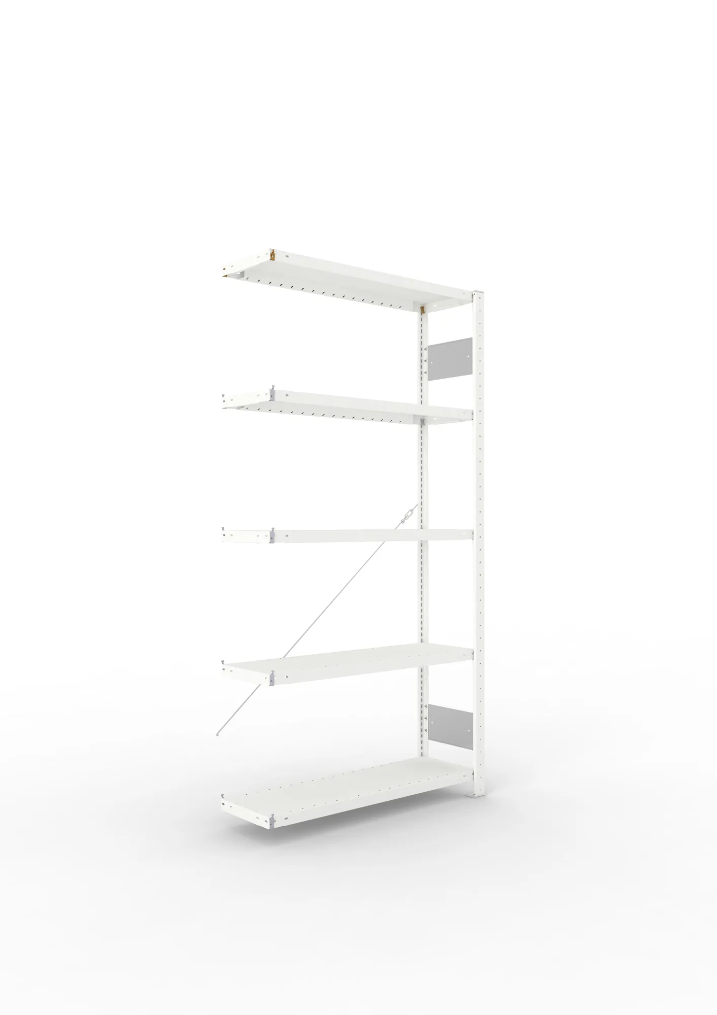 META CLIP S3 | Fachbodenregal | Anbauregal | 2000 x 1000 x 300 mm | Fachlast 100 kg | 4+1 Ebenen | RAL 7035
