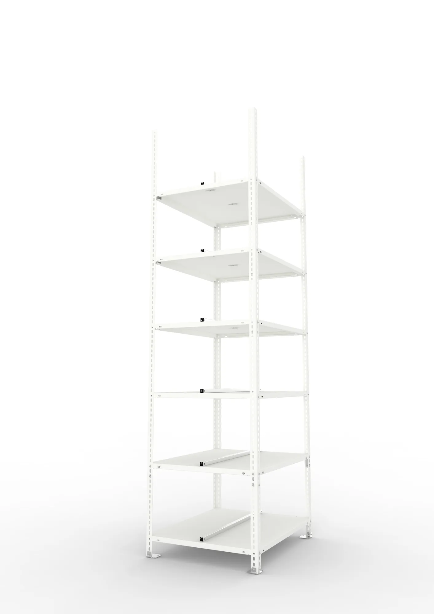 META FIX COMPACT | Büro-Schraubregal | Grundregal | 2200 x 750 x 600 mm | Fachlast 100 kg | 6 Ebenen | RAL 7035