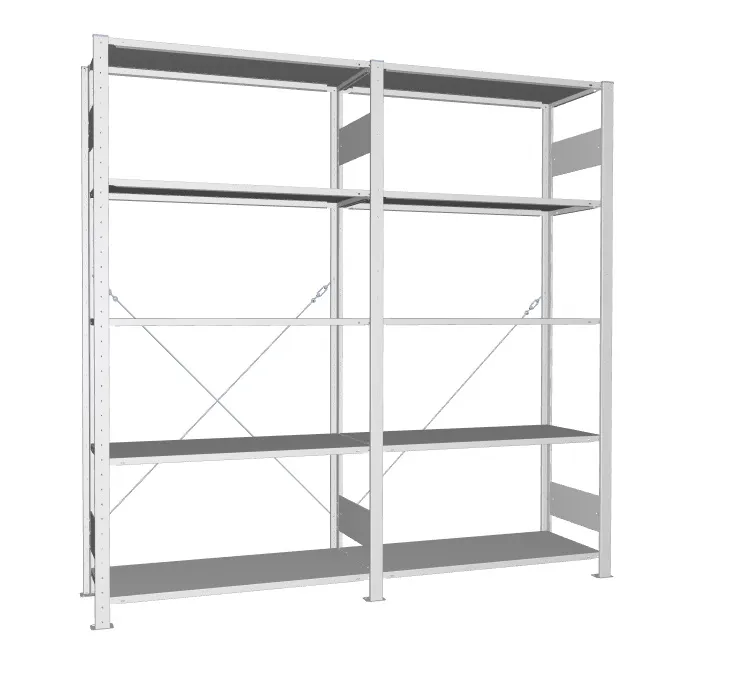 META CLIP S3 | Fachbodenregal | 2 Felder | 2000 x 2000 x 400 mm | Fachlast 80 kg | 4+1 Ebenen | verzinkt