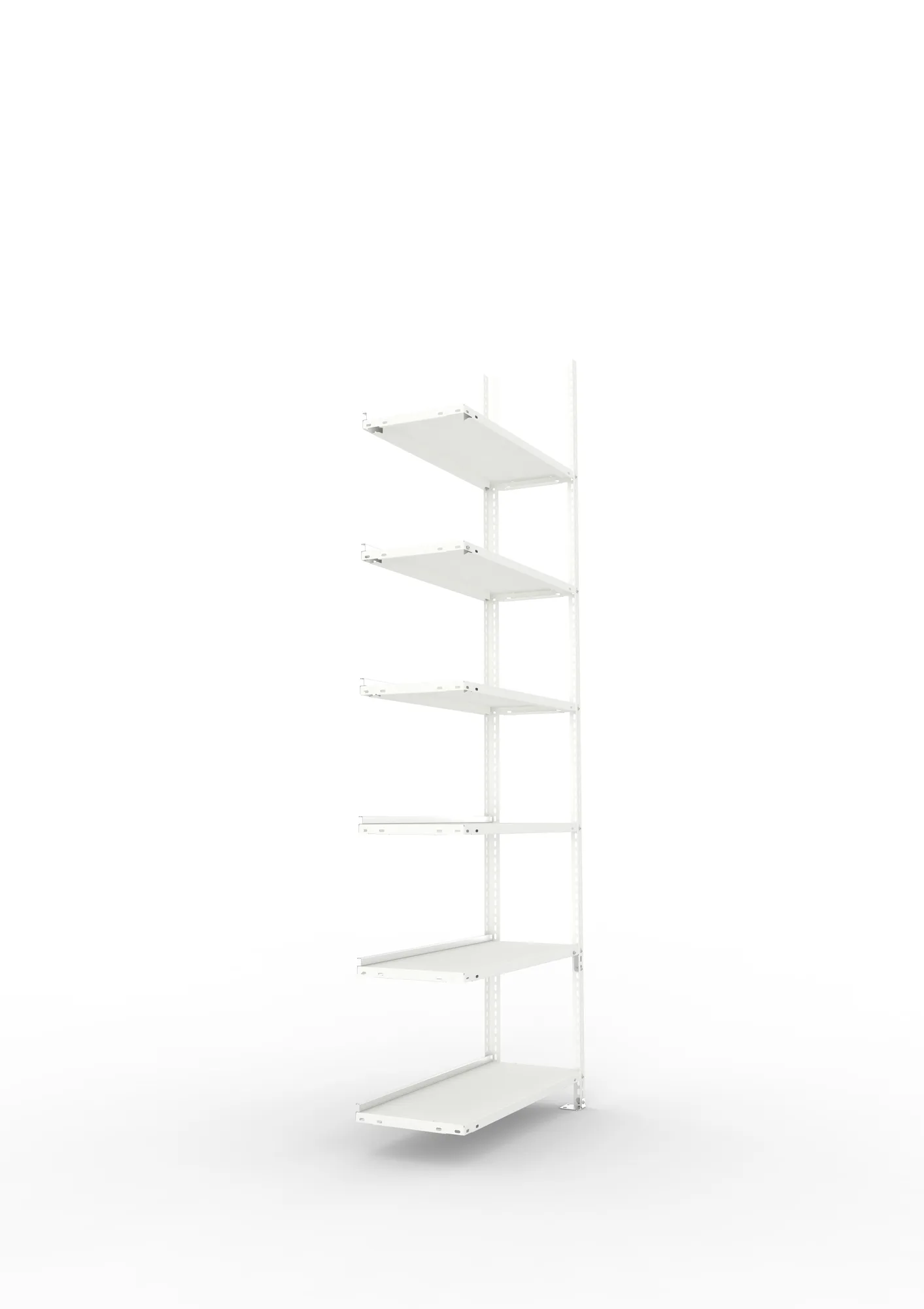 META FIX COMPACT | Büro-Schraubregal | Anbauregal | 2200 x 750 x 300 mm | Fachlast 80 kg | 6 Ebenen | RAL 7035