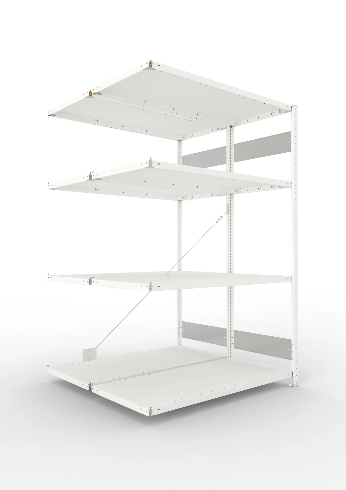 META CLIP S3 | Fachbodenregal | Doppel-Anbauregal | 2000 x 1300 x 600 mm | Fachlast 150 kg | 3+1 Ebenen | RAL 7035