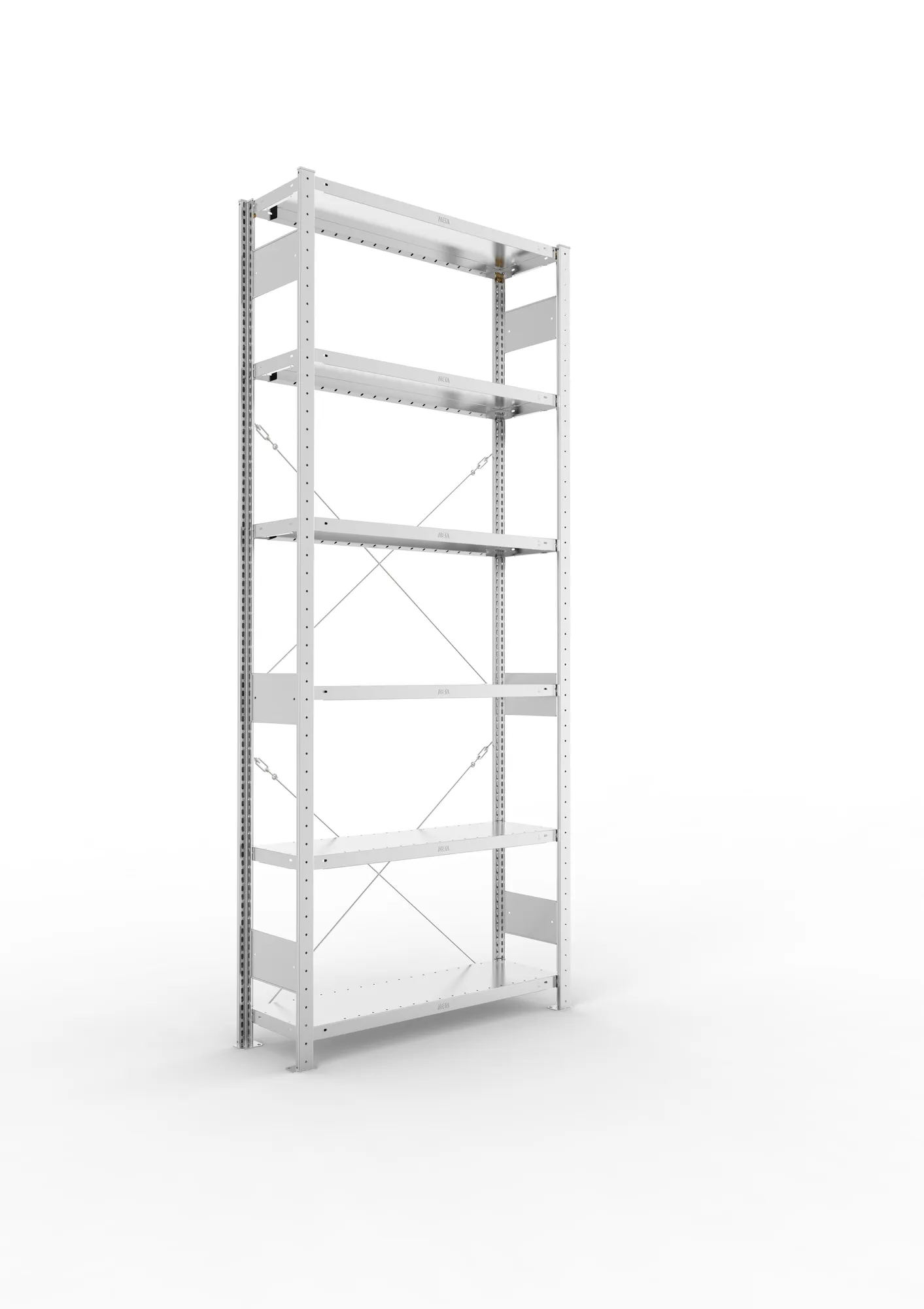 META CLIP | Fachbodenregal | Grundregal | 2500 x 1000 x 300 mm | Fachlast 230 kg | 5+1 Ebenen | verzinkt