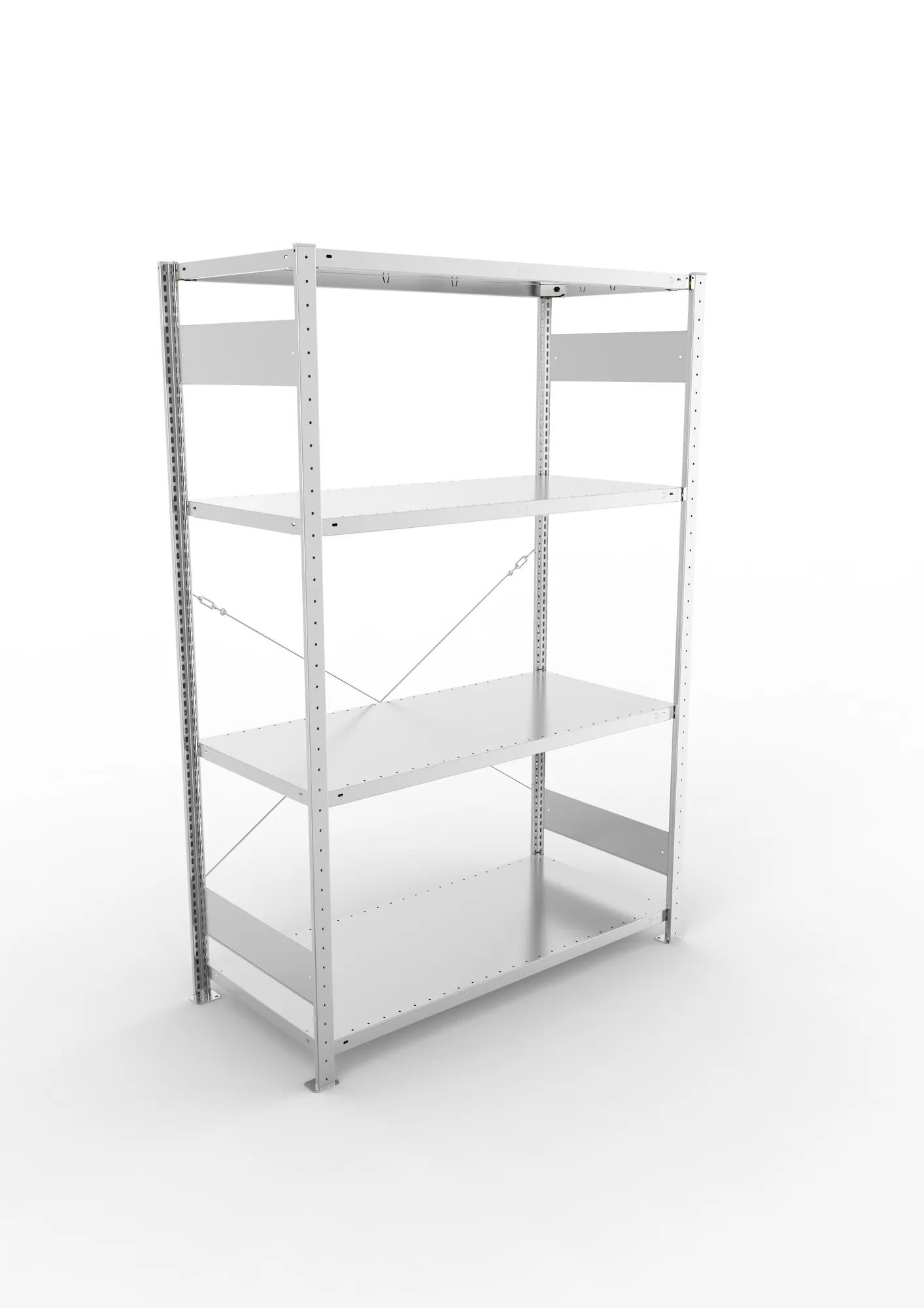META CLIP | Fachbodenregal | Grundregal | 2000 x 1300 x 600 mm | Fachlast 230 kg | 3+1 Ebenen | verzinkt
