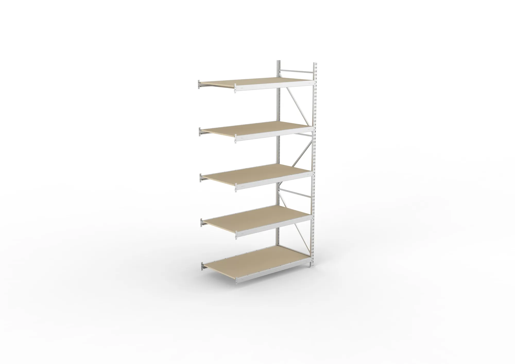 META MINI-RACK Weitspannregal | Anbauregal | 3000 x 1400 x 800 mm | Fachlast 600 kg | Spanplattenböden | 5 Ebenen