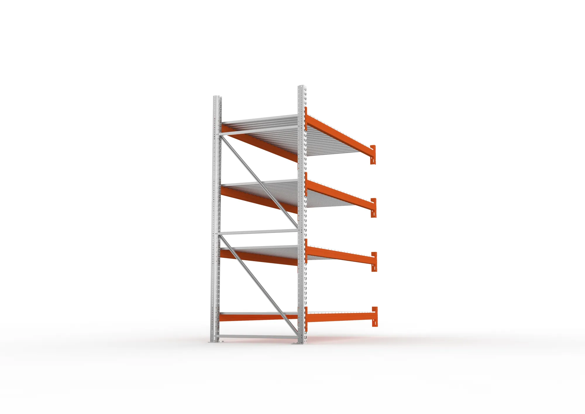 META MULTIPAL | Großfachregal | Anbauregal | 2700 x 2225 x 1100 mm | Fachlast 1900 kg | 4 Ebenen | Stahlpaneele | verzinkt