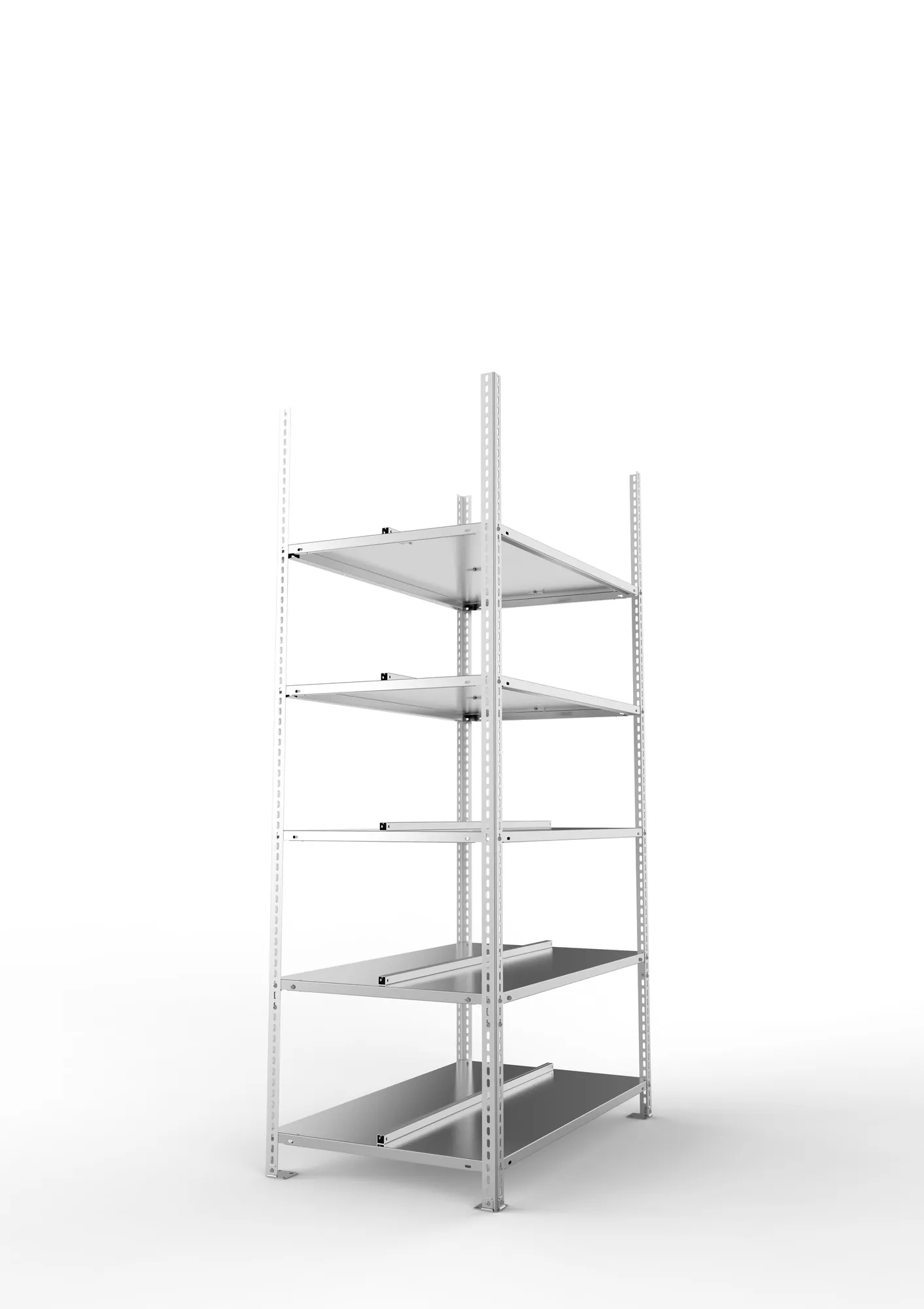 META FIX COMPACT | Büro-Schraubregal | Grundregal | 1850 x 1000 x 600 mm | 70 kg | 5 Ebenen | verzinkt