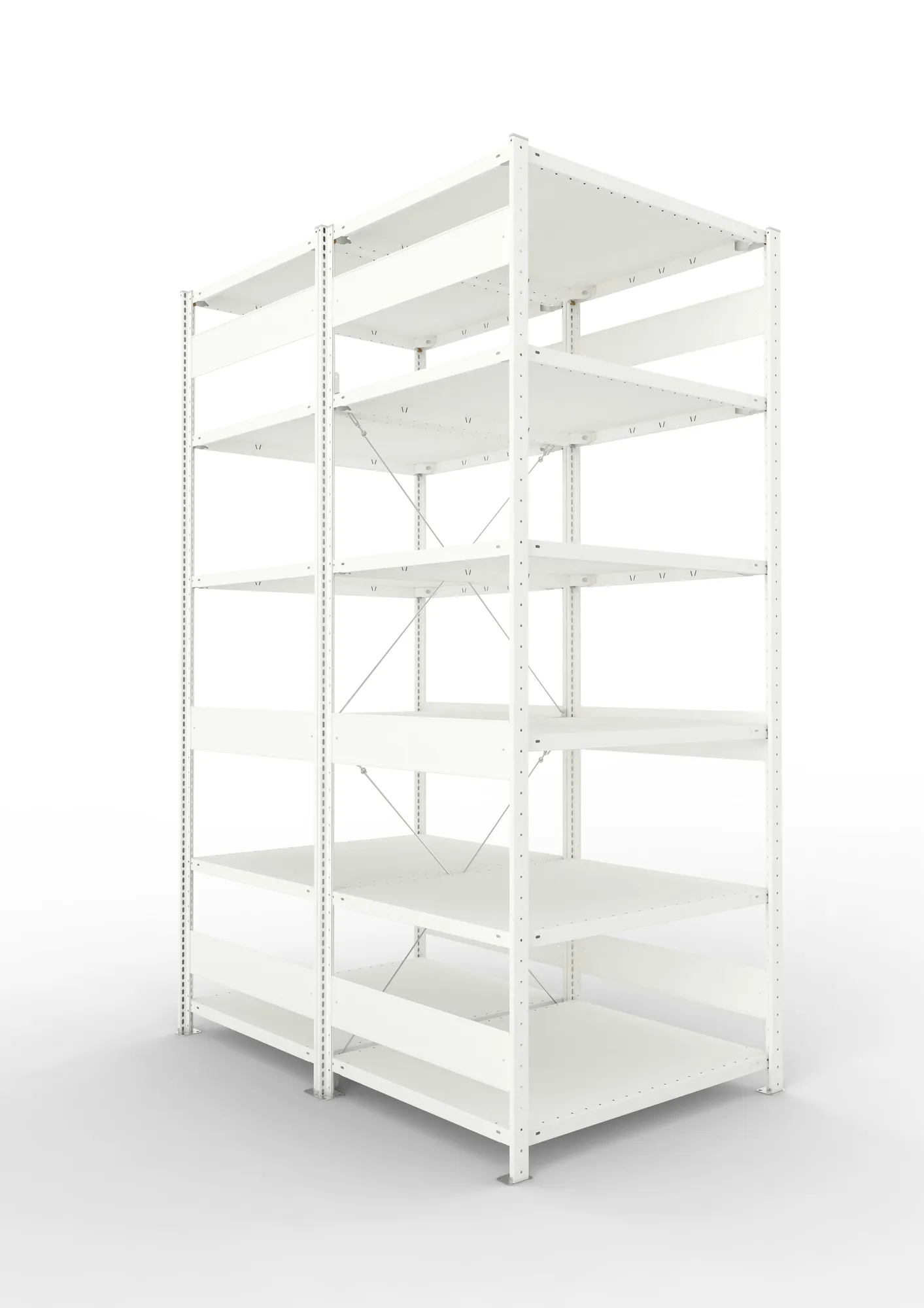 META CLIP | Fachbodenregal | Doppel-Grundregal | 2500 x 1000 x 800 mm | Fachlast 230 kg | 5+1 Ebenen | RAL 7035