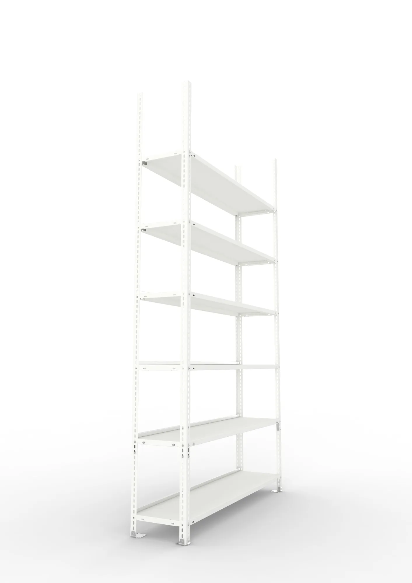 META FIX COMPACT | Büro-Schraubregal | Grundregal | 2200 x 1250 x 300 mm | Fachlast 80 kg | 6 Ebenen | RAL 7035