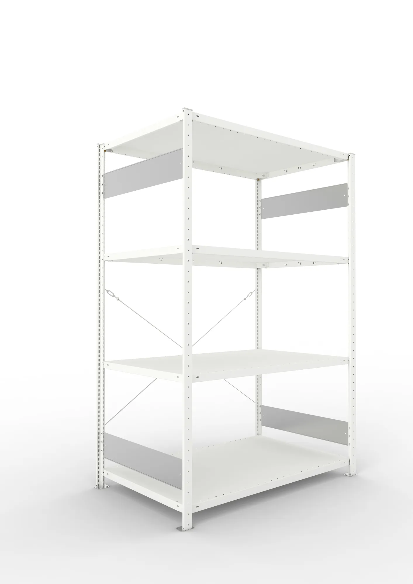 META CLIP S3 | Fachbodenregal | Grundregal | 2000 x 1300 x 800 mm | Fachlast 230 kg | 3+1 Ebenen | RAL 7035