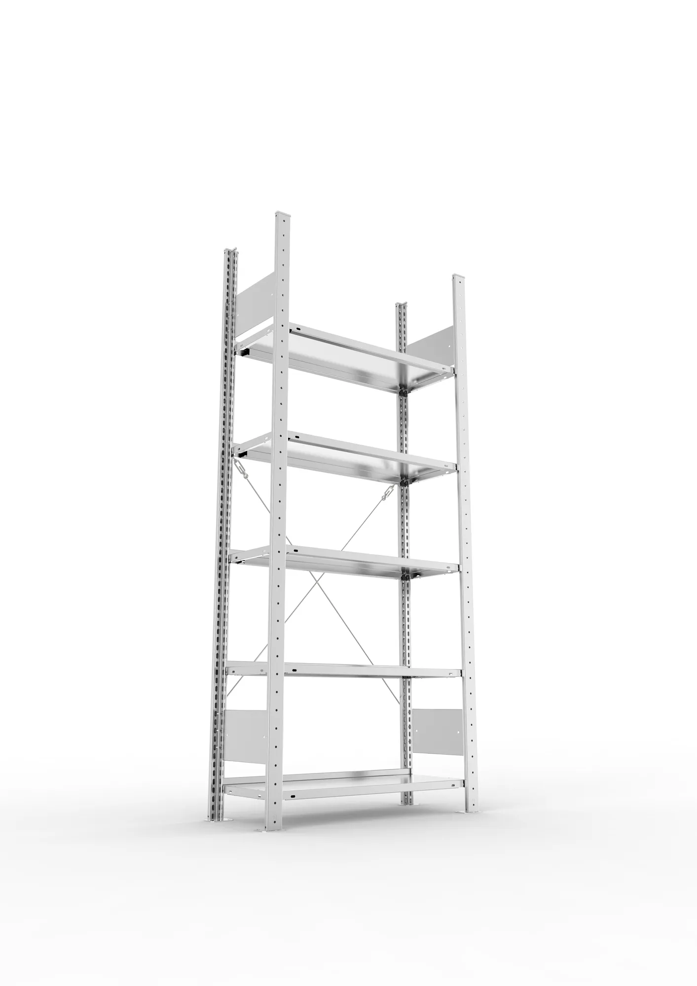 META COMPACT S3| Büro-Steckregal | Grundregal | 1850 x 750 x 300 mm | Fachlast 80 kg | 5 Ebenen | Endanschlag | verzinkt