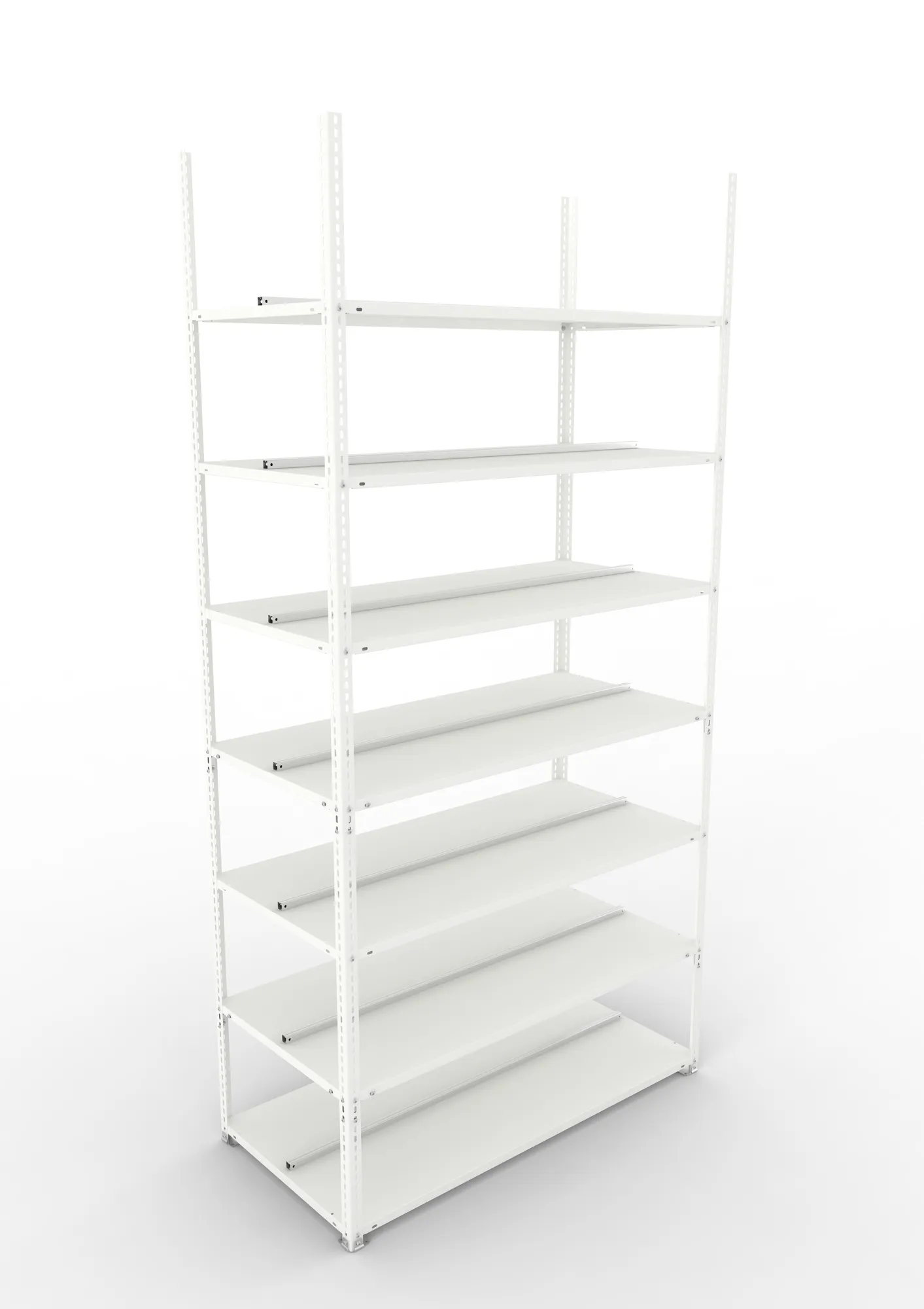 META FIX COMPACT | Büro-Schraubregal | Grundregal | 2500 x 1250 x 600 mm | Fachlast 100 kg | 7 Ebenen | RAL 7035