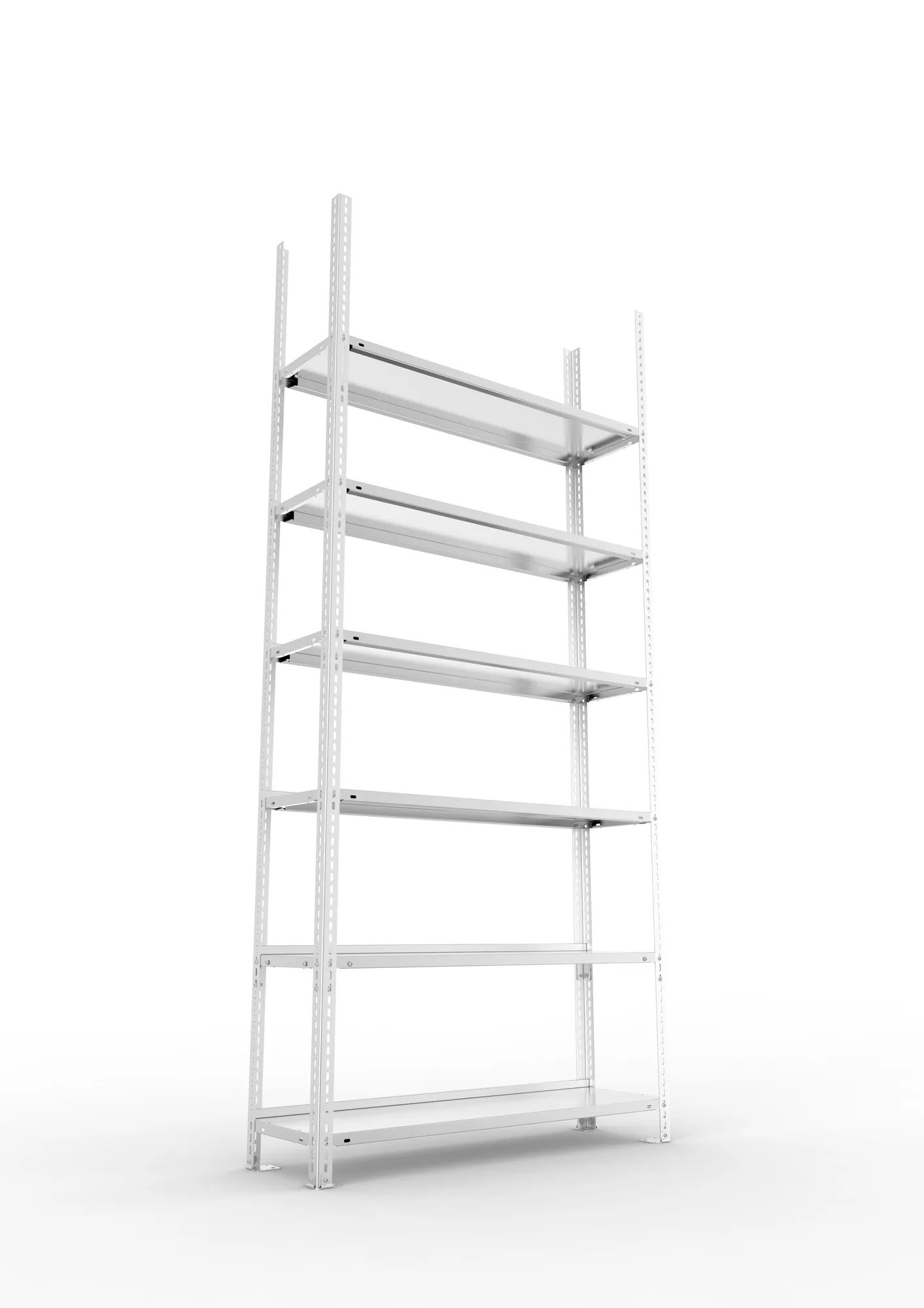 META FIX COMPACT | Büro-Schraubregal | Grundregal | 2200 x 1000 x 300 mm | Fachlast 80 kg | 6 Ebenen | verzinkt