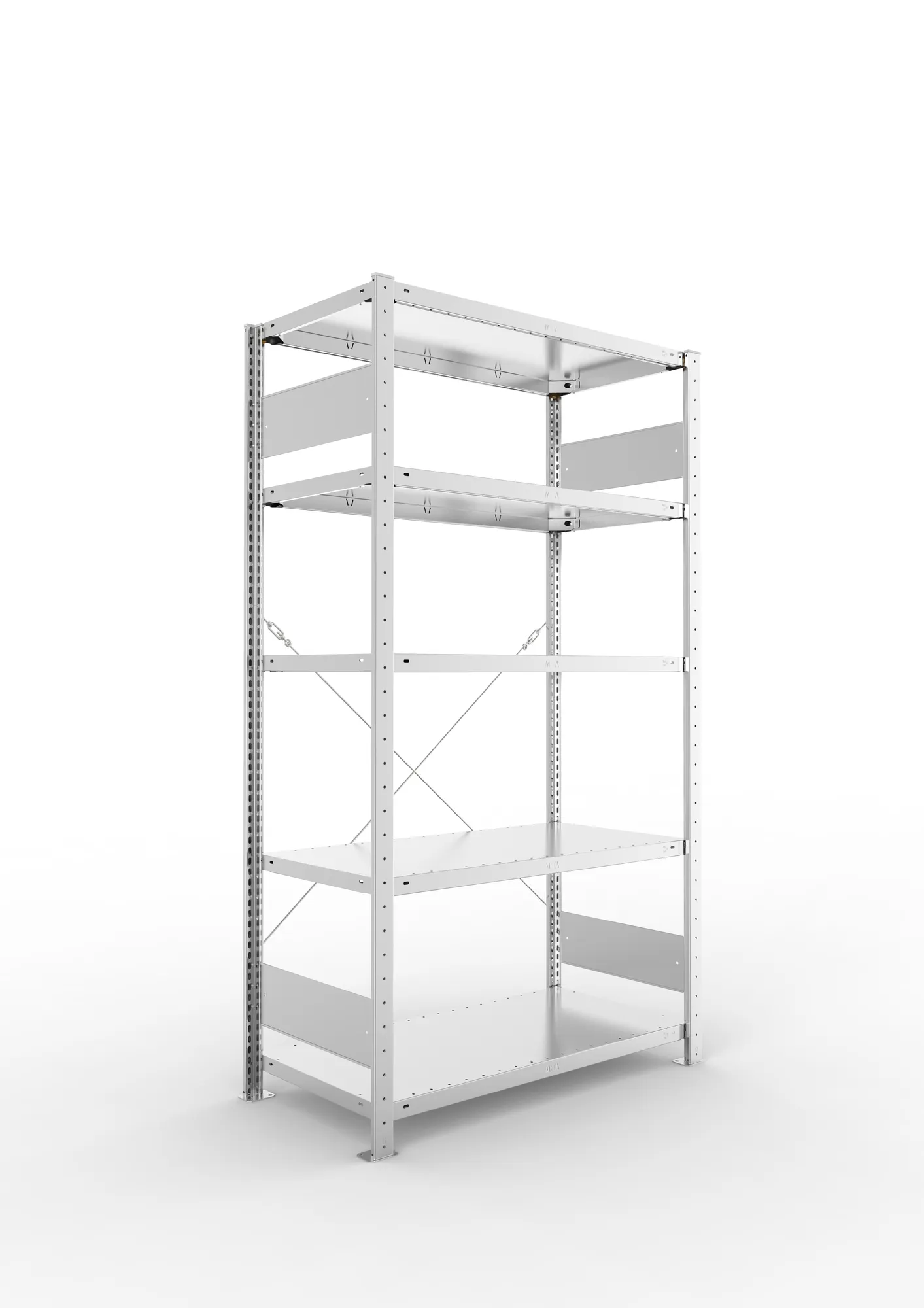 META CLIP S3 | Fachbodenregal | Grundregal | 1850 x 1000 x 500 mm | Fachlast 150 kg | 4+1 Ebenen | verzinkt