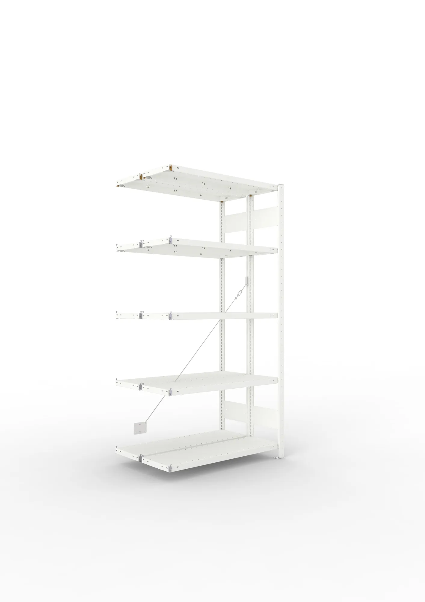 META CLIP | Fachbodenregal | Doppel-Anbauregal | 2000 x 1000 x 300 mm | Fachlast 150 kg | 4+1 Ebenen | RAL 7035