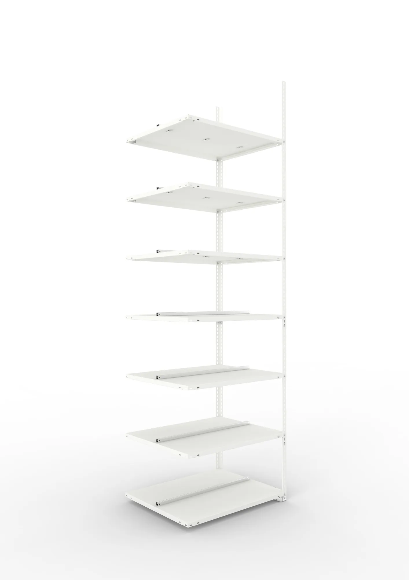 META FIX COMPACT | Büro-Schraubregal | Anbauregal | 2500 x 750 x 600 mm | Fachlast 100 kg | 7 Ebenen | RAL 7035