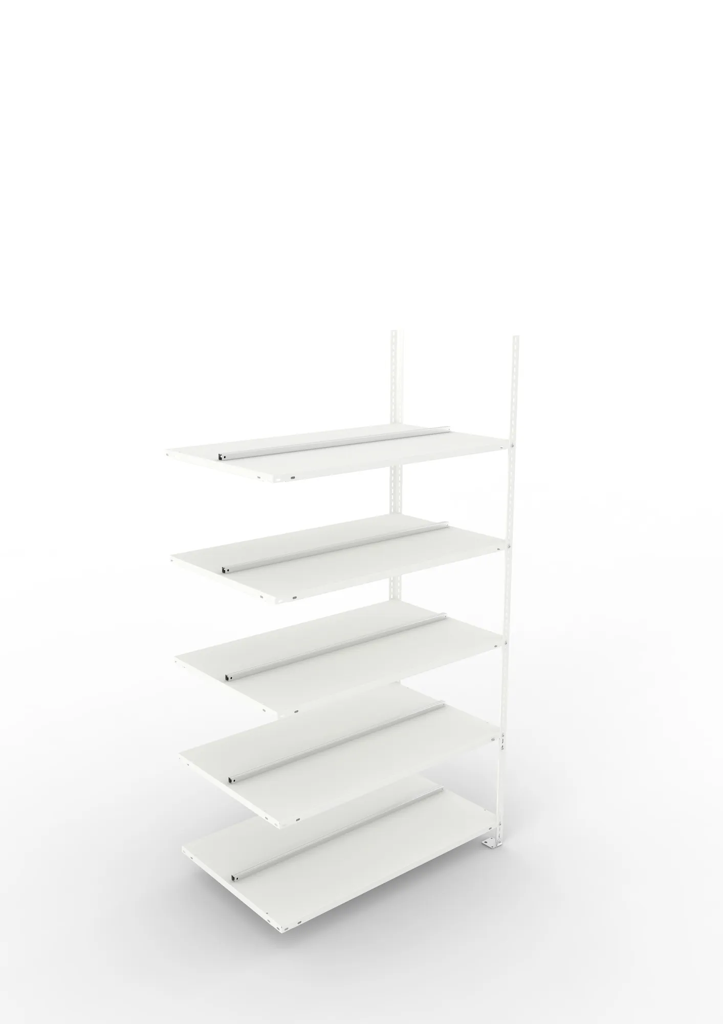 META FIX COMPACT | Büro-Schraubregal | Anbauregal | 1850 x 1000 x 600 mm | Fachlast 80 kg | 5 Ebenen | RAL 7035