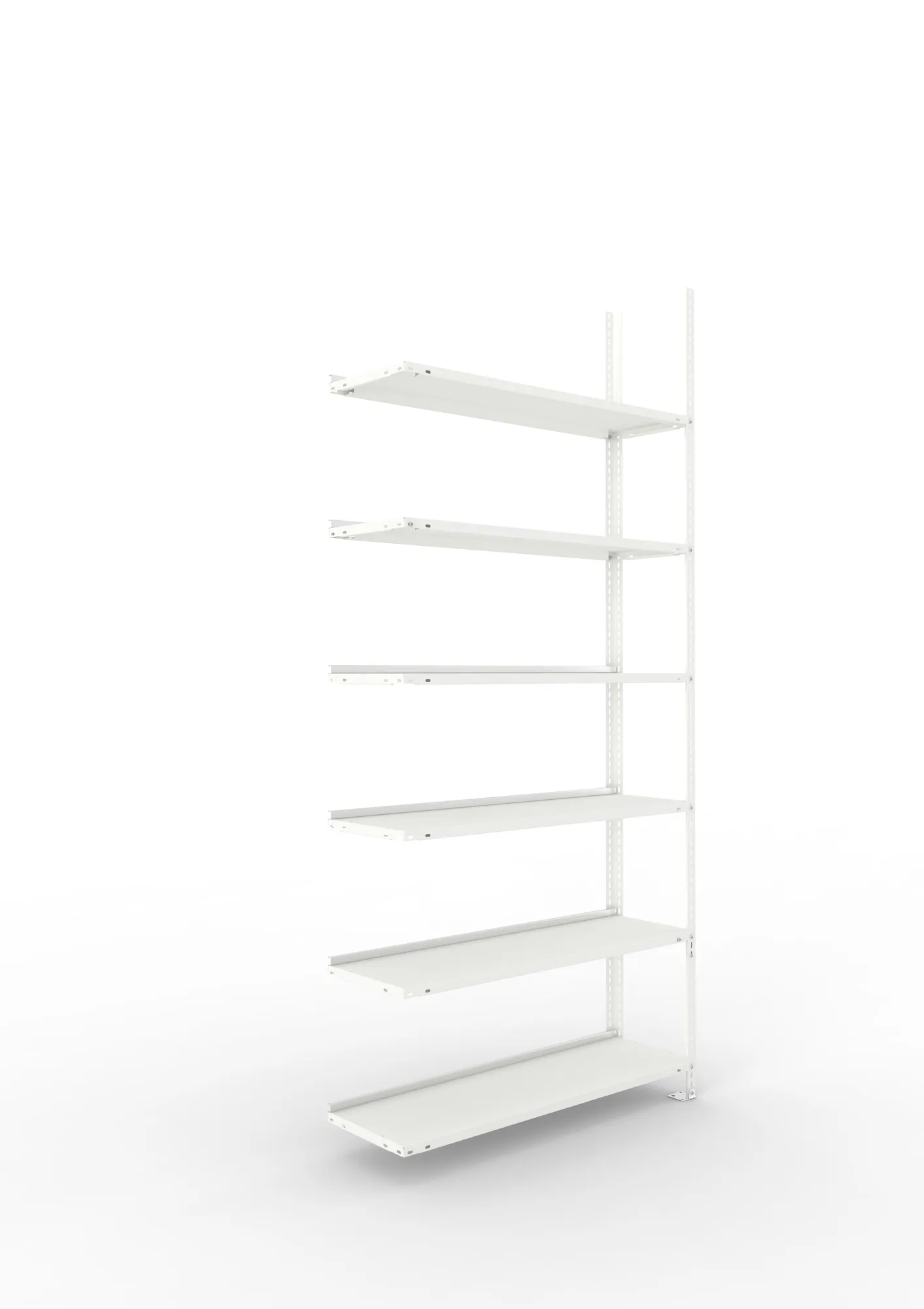 META FIX COMPACT | Büro-Schraubregal | Anbauregal | 2200 x 1000 x 300 mm | Fachlast 80 kg | 6 Ebenen | RAL 7035