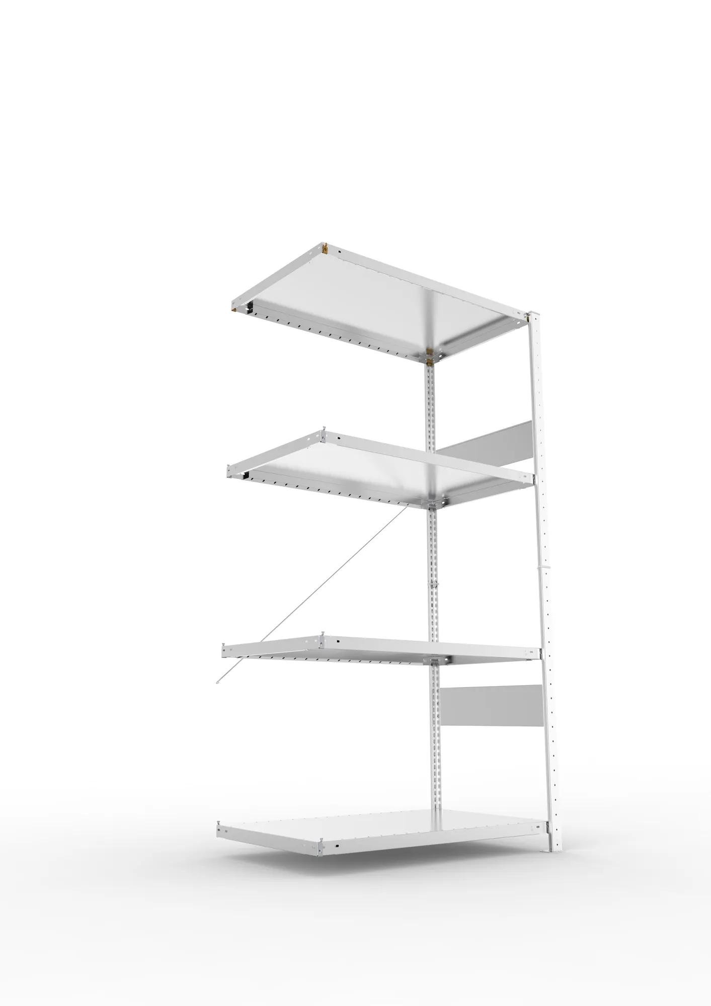 META CLIP SPLIT | Fachbodenregal | Anbauregal | 2000 x 1000 x 600 mm | Fachlast 100 kg | 3+1 Ebenen | verzinkt