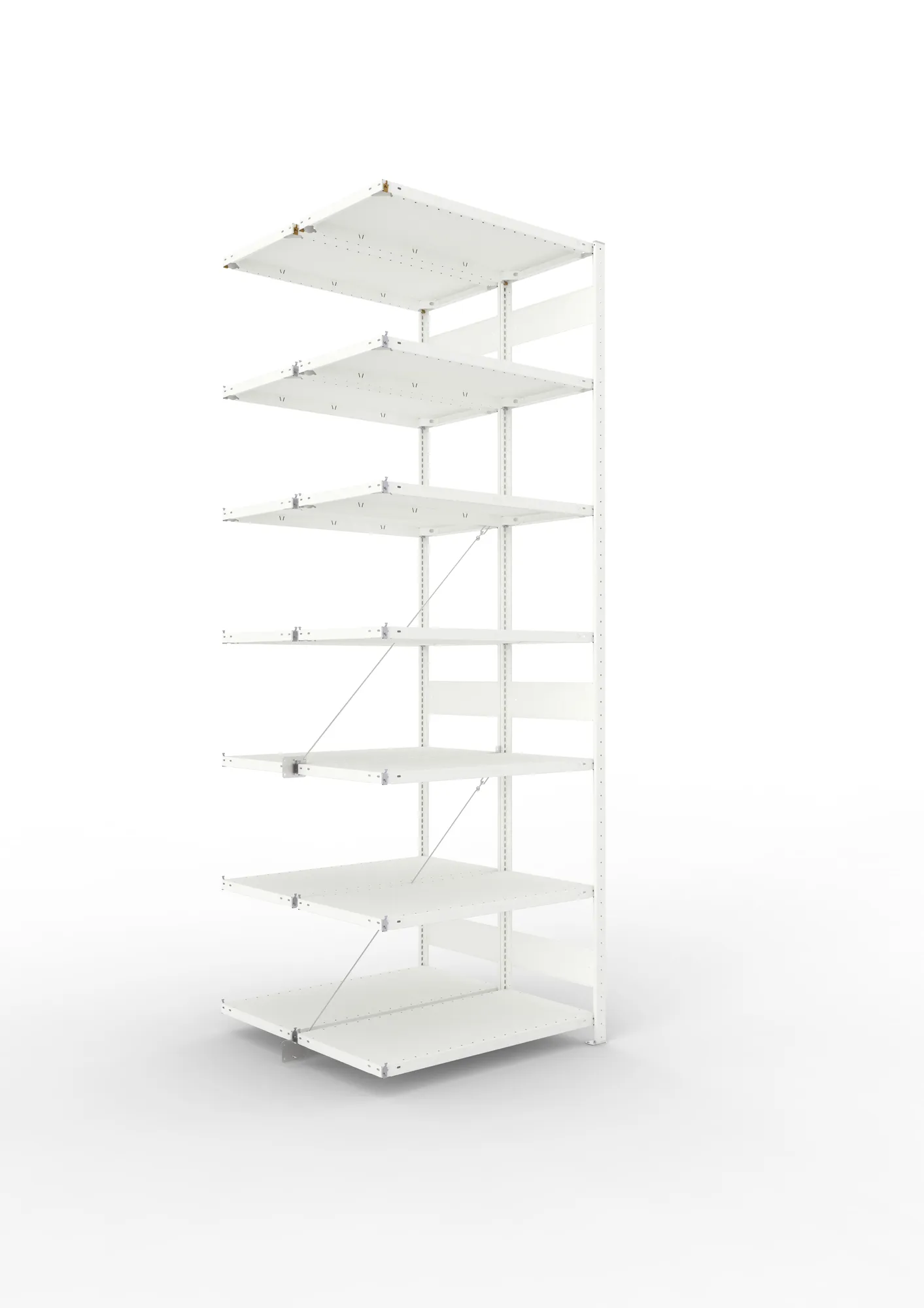 META CLIP | Fachbodenregal | Doppel-Anbauregal | 3000 x 1000 x 500 mm | Fachlast 150 kg | 6+1 Ebenen | RAL 7035