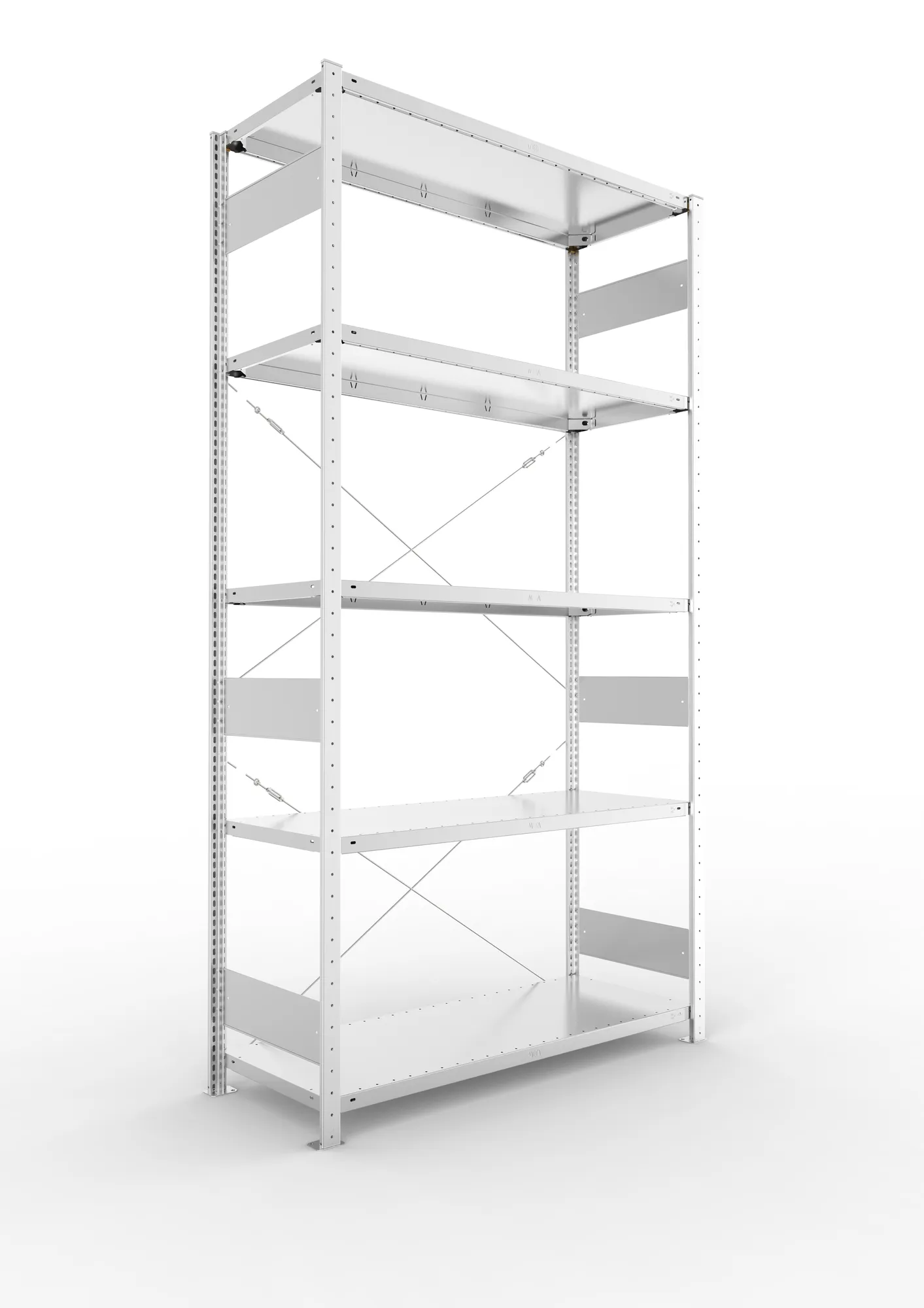 META CLIP S3 | Fachbodenregal | Grundregal | 2500 x 1300 x 500 mm | Fachlast 150 kg | 4+1 Ebenen | verzinkt