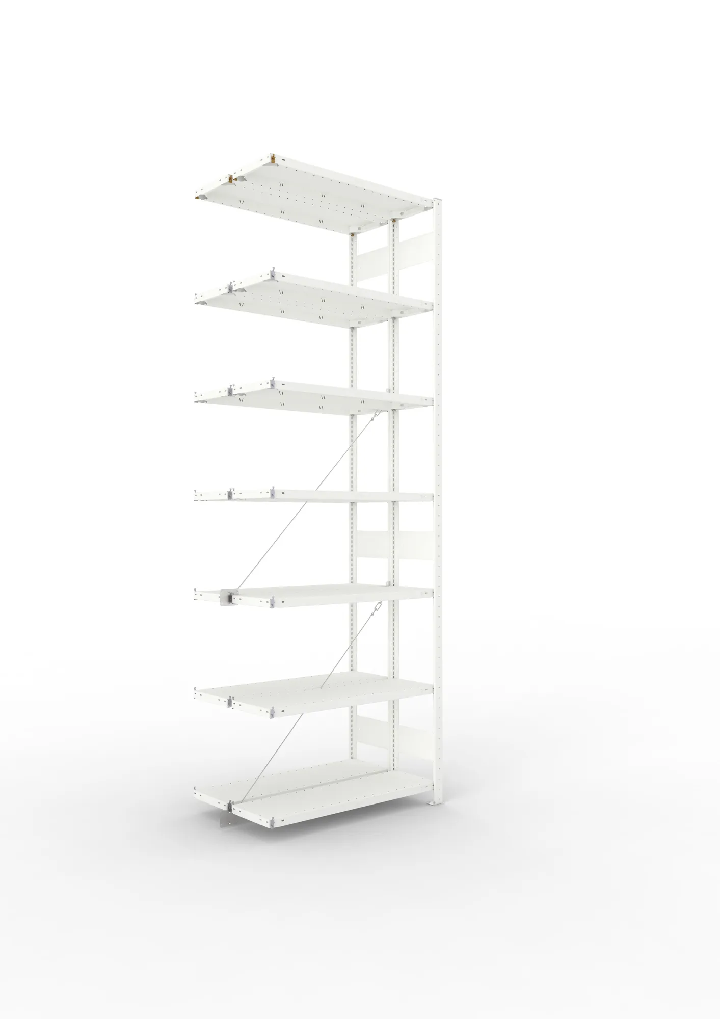 META CLIP | Fachbodenregal | Doppel-Anbauregal | 3000 x 1000 x 300 mm | Fachlast 150 kg | 6+1 Ebenen | RAL 7035