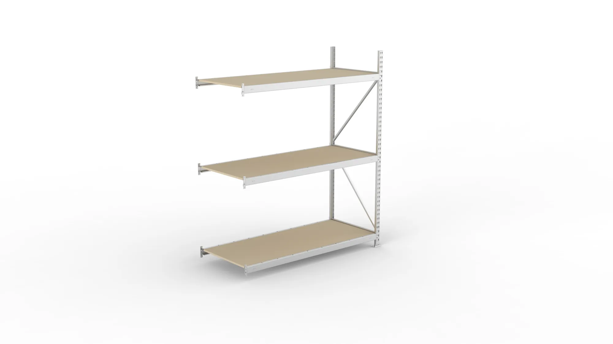 META MINI-RACK Weitspannregal | Anbauregal | 2200 x 1800 x 800 mm | Fachlast 600 kg | Spanplattenböden | 3 Ebenen