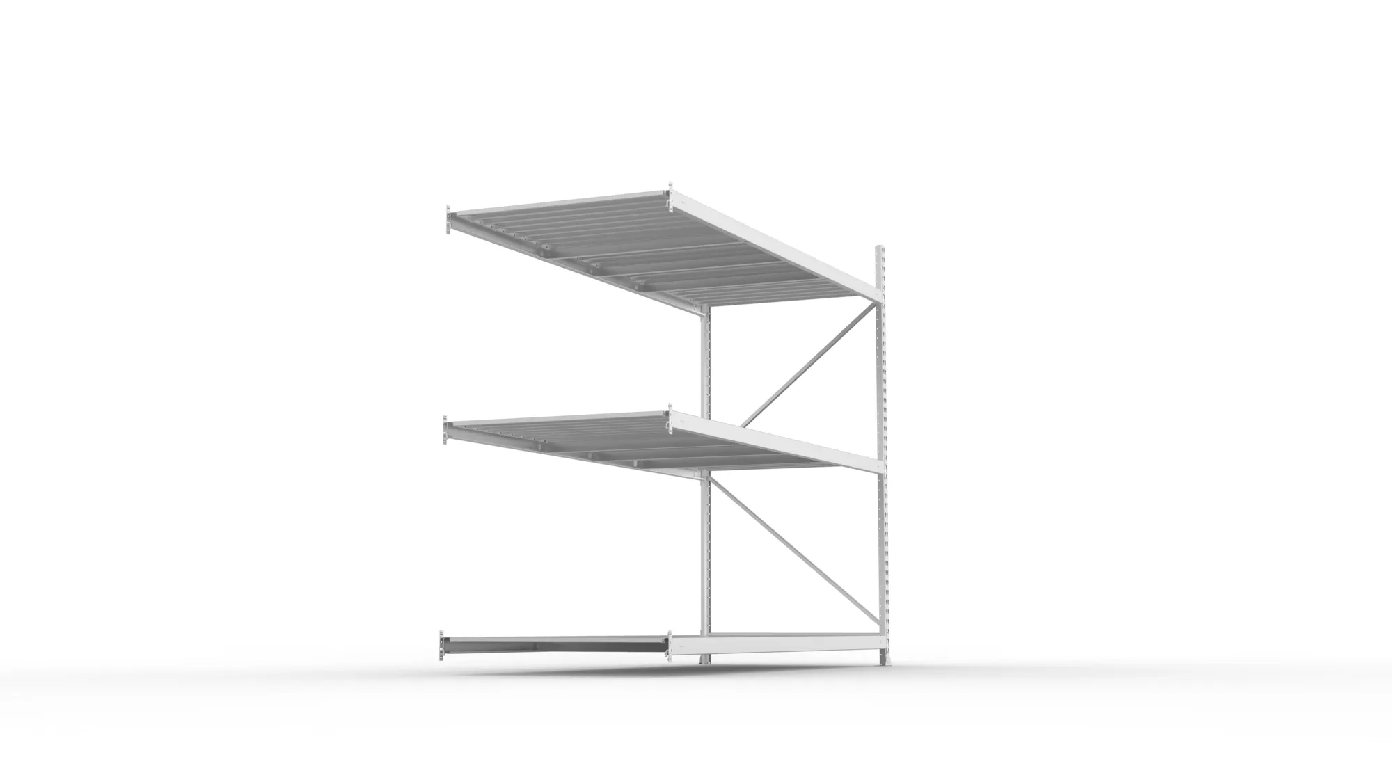 META MINI-RACK Weitspannregal | Anbauregal | 2200 x 2600 x 1050 mm | Fachlast 490 kg | Stahlpaneelböden | 3 Ebenen