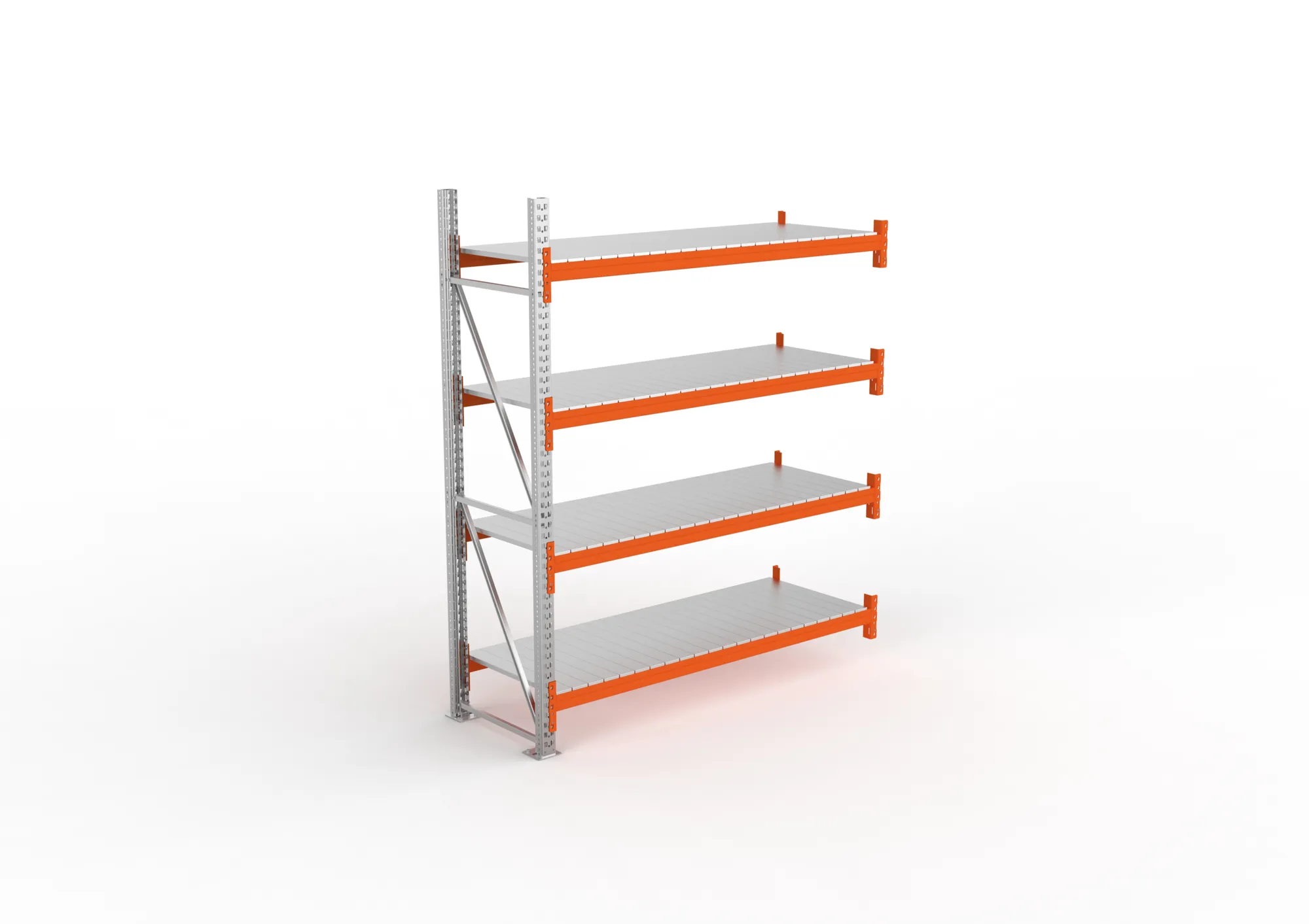 META MULTIPAL | Großfachregal | Anbauregal | 2700 x 2225 x 800 mm | Fachlast 1900 kg | 4 Ebenen | Stahlpaneele | verzinkt