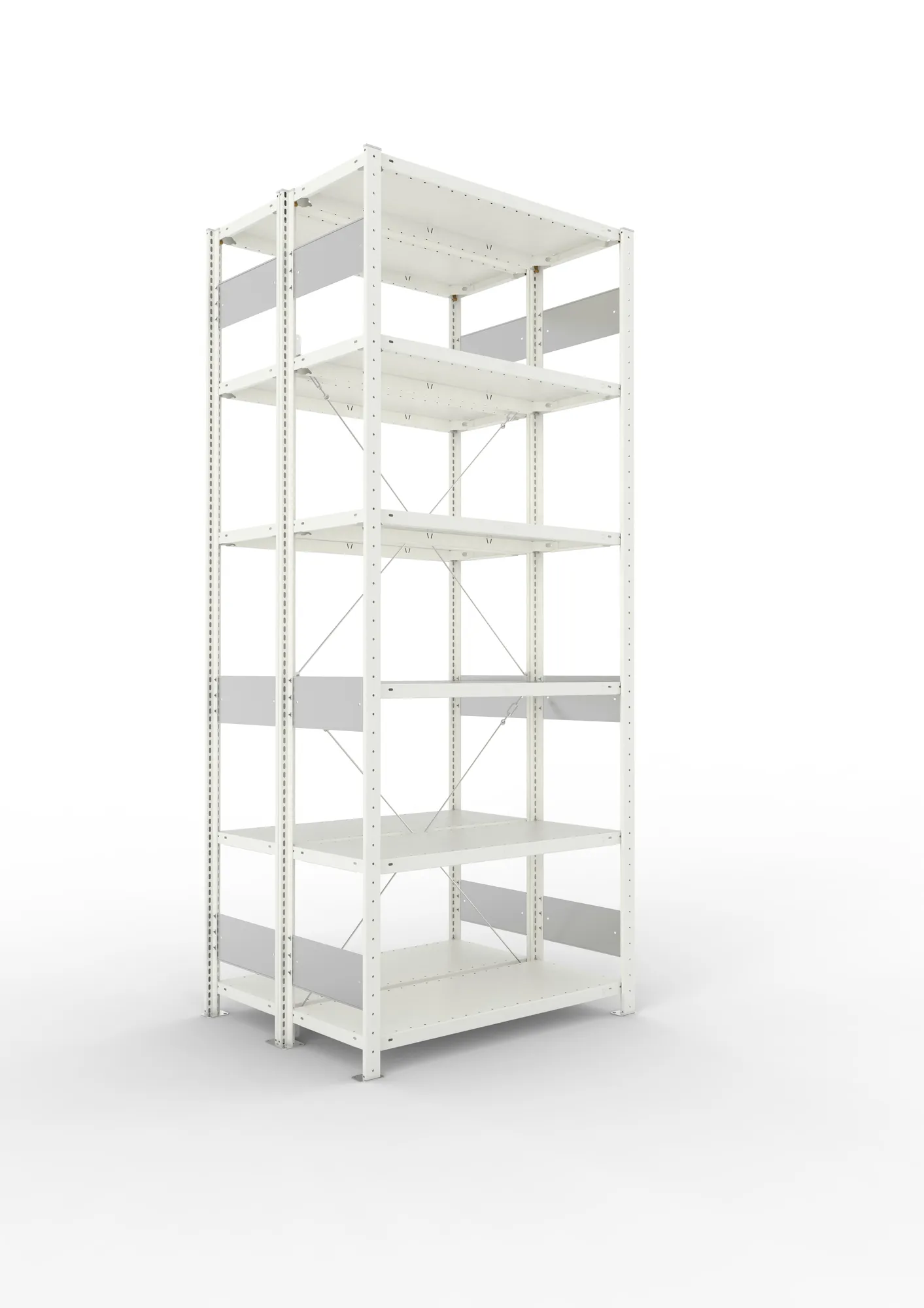 META CLIP S3 | Fachbodenregal | Doppel-Grundregal | 2500 x 1000 x 400 mm | Fachlast 150 kg | 5+1 Ebenen | RAL 7035
