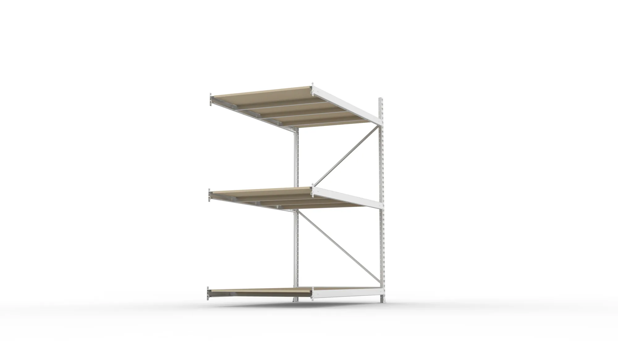 META MINI-RACK Weitspannregal | Anbauregal | 2200 x 1800 x 1050 mm | Fachlast 600 kg | Spanplattenböden | 3 Ebenen