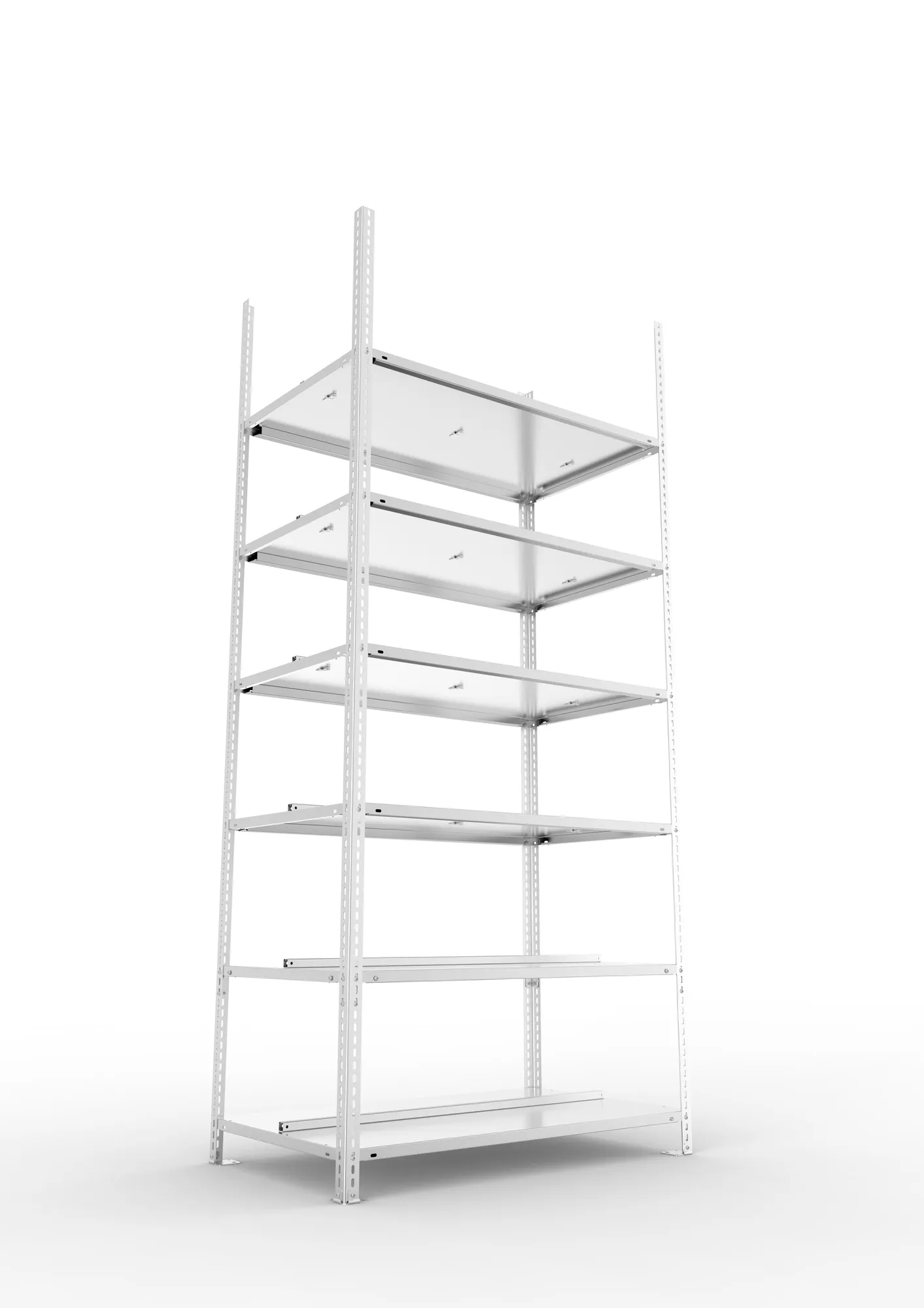 META FIX COMPACT | Büro-Schraubregal | Grundregal | 2200 x 1000 x 600 mm | Fachlast 100 kg | 6 Ebenen | verzinkt