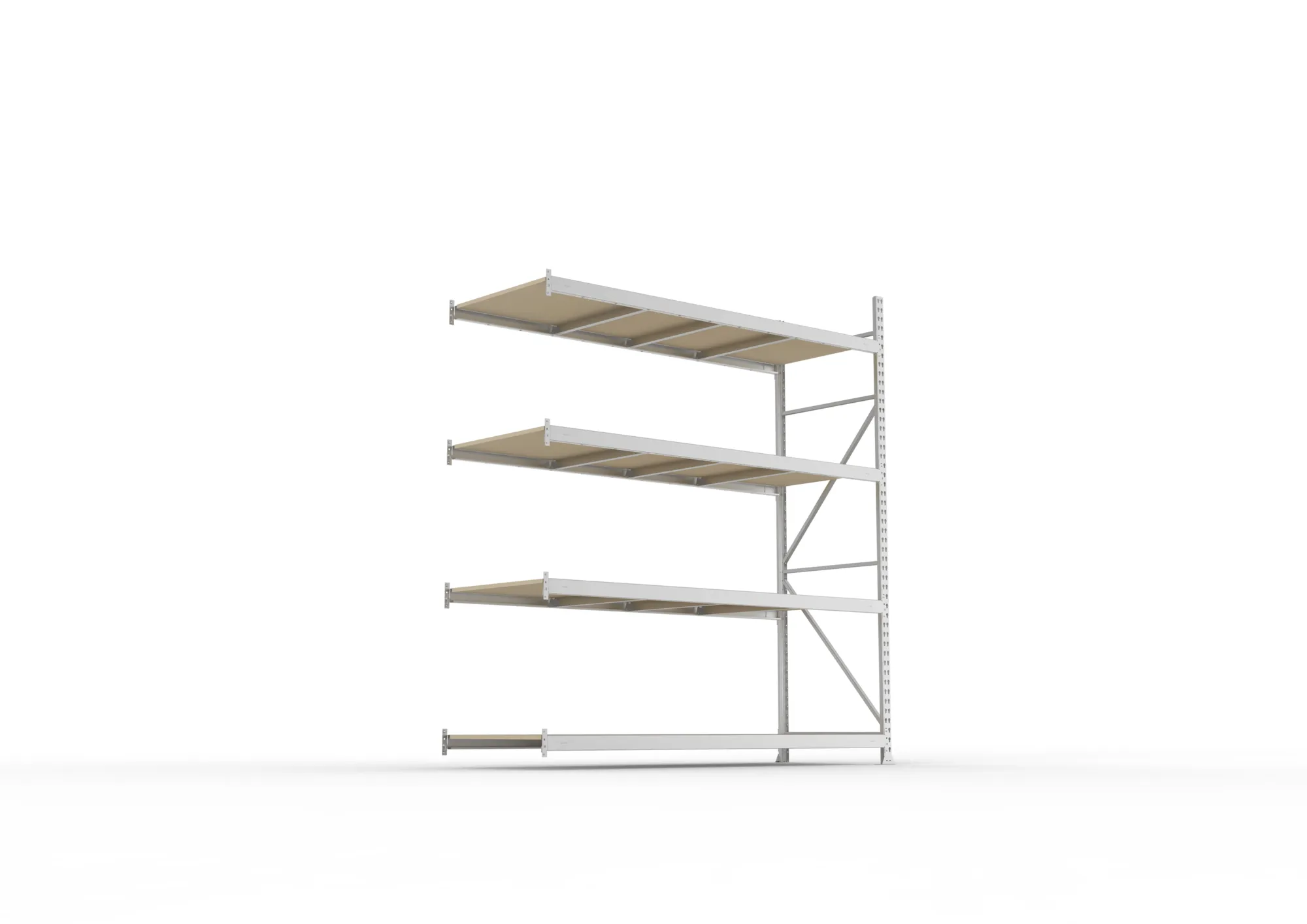 META MINI-RACK Weitspannregal | Anbauregal | 2500 x 2200 x 800 mm | Fachlast 600 kg | Spanplattenböden | 4 Ebenen