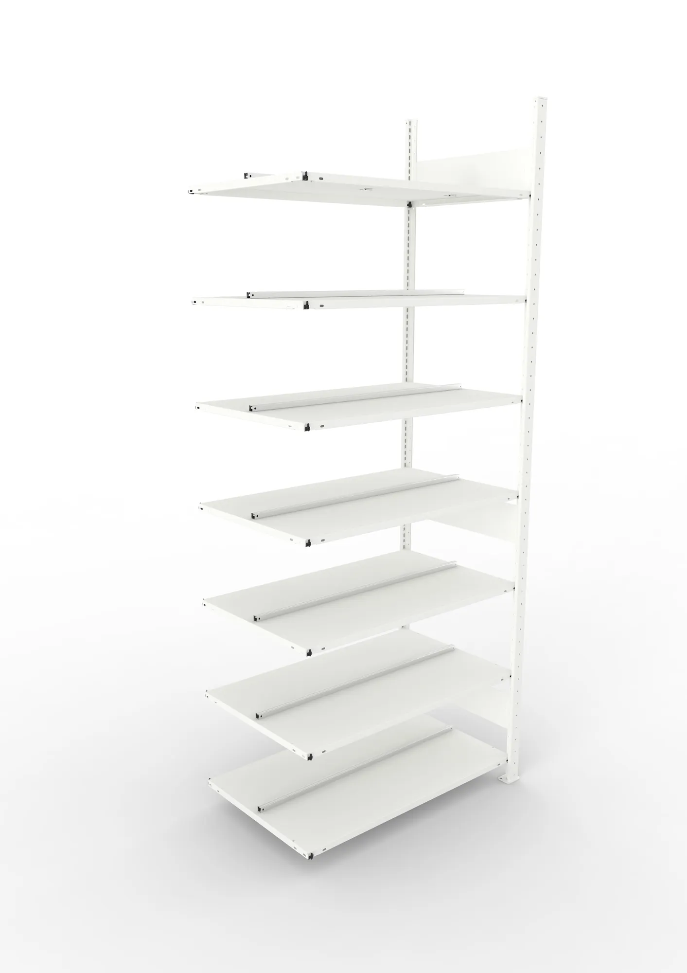 META COMPACT | Büro-Steckregal | Anbauregal | 2500 x 1000 x 600 mm | Fachlast 100 kg | 7 Ebenen | RAL 7035