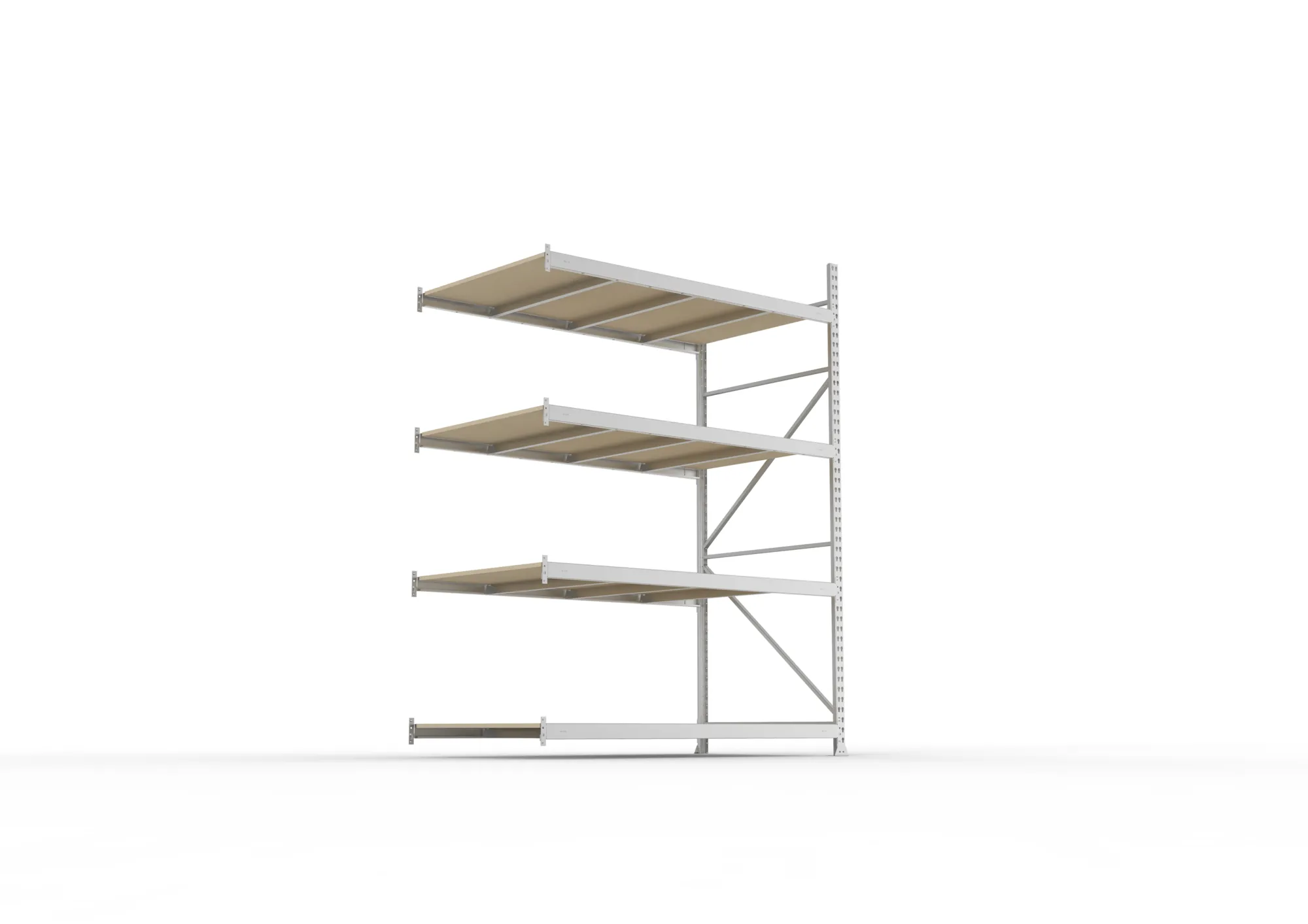 META MINI-RACK Weitspannregal | Anbauregal | 2500 x 1800 x 1050 mm | Fachlast 600 kg | Spanplattenböden | 4 Ebenen