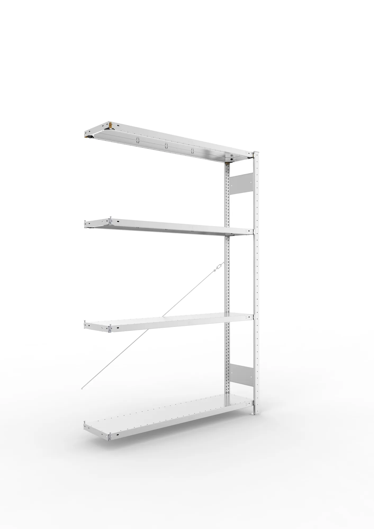 META CLIP | Fachbodenregal | Anbauregal | 2000 x 1300 x 300 mm | Fachlast 230 kg | 3+1 Ebenen | verzinkt