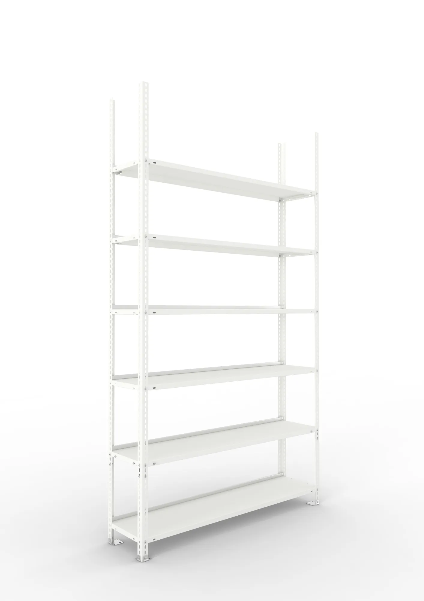 META FIX COMPACT | Büro-Schraubregal | Grundregal | 2200 x 1250 x 300 mm | Fachlast 80 kg | 6 Ebenen | RAL 7035