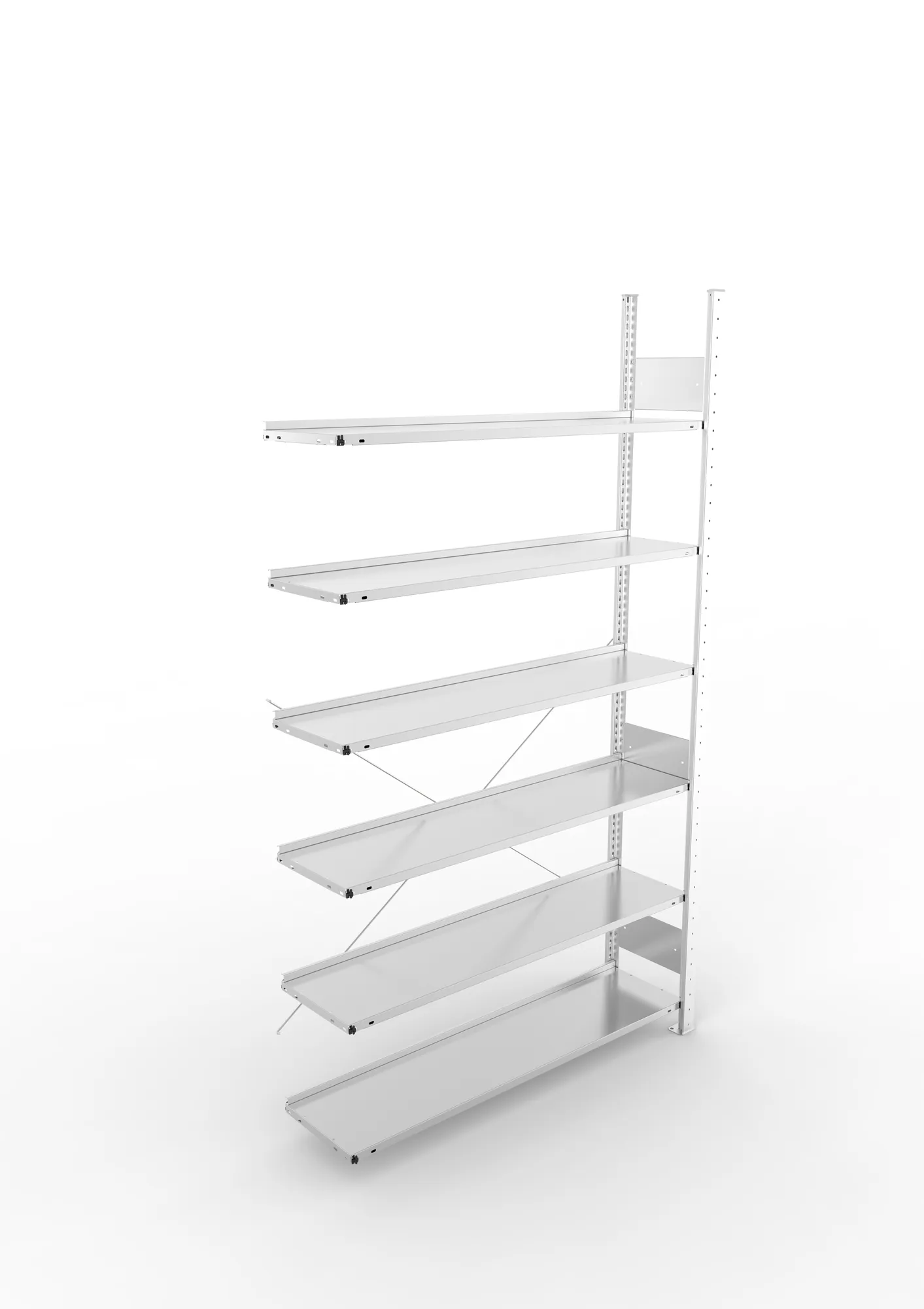 META COMPACT S3| Büro-Steckregal | Anbauregal | 2200 x 1250 x 300 mm | Fachlast 80 kg | 6 Ebenen | Endanschlag | verzinkt
