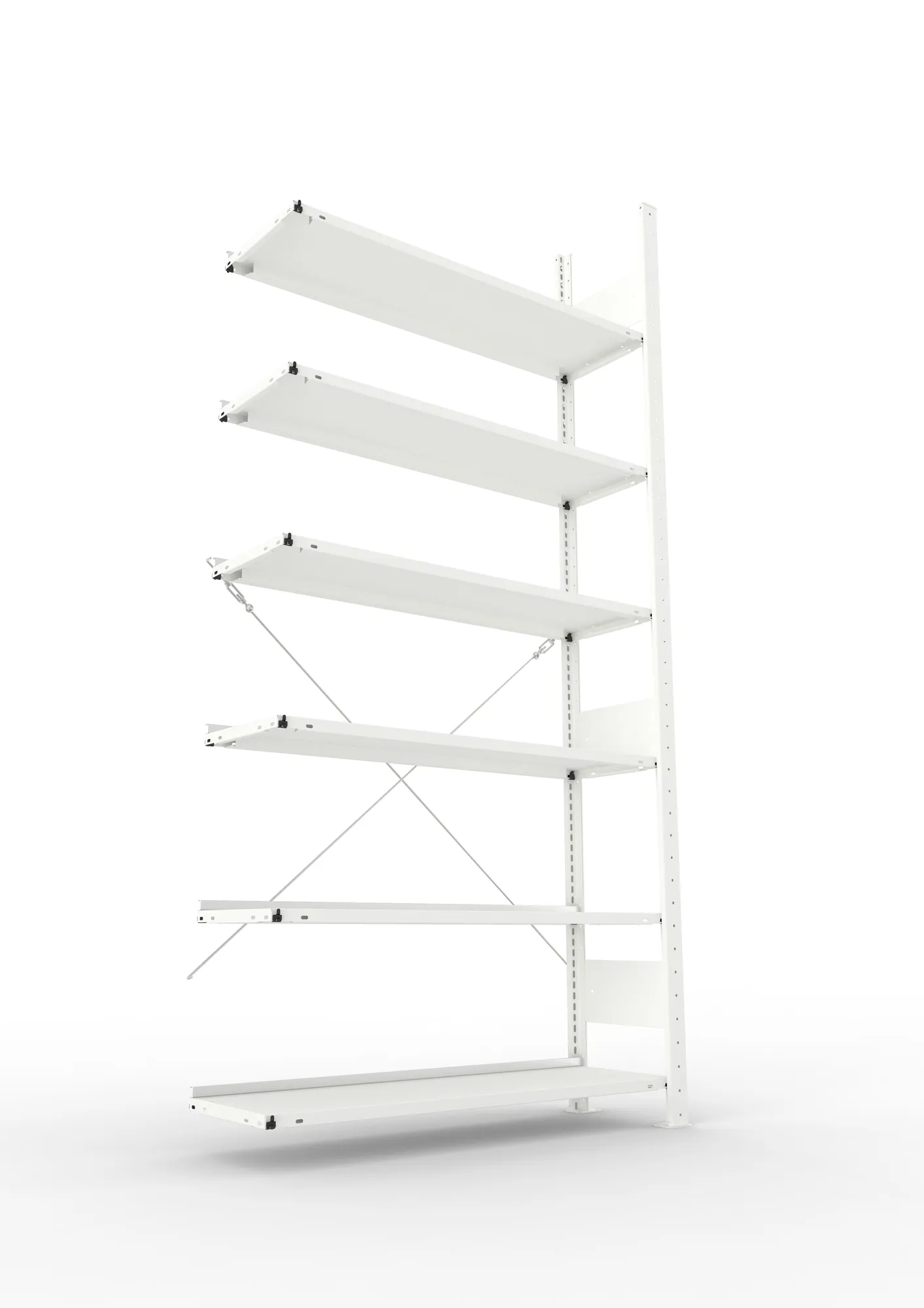 META COMPACT | Büro-Steckregal | Anbauregal | 2200 x 1000 x 300 mm | Fachlast 80 kg | 6 Ebenen | RAL 7035