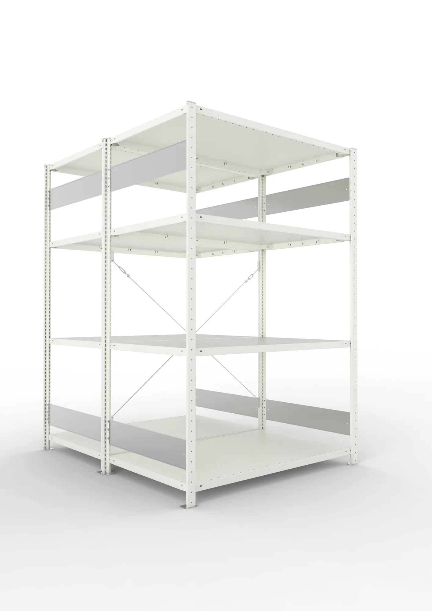 META CLIP S3 | Fachbodenregal | Doppel-Grundregal | 2000 x 1300 x 800 mm | Fachlast 230 kg | 3+1 Ebenen | RAL 7035