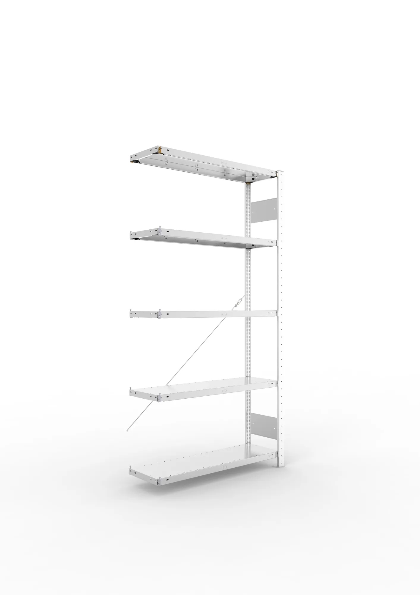 META CLIP S3 | Fachbodenregal | Anbauregal | 2000 x 1000 x 300 mm | Fachlast 150 kg | 4+1 Ebenen | verzinkt