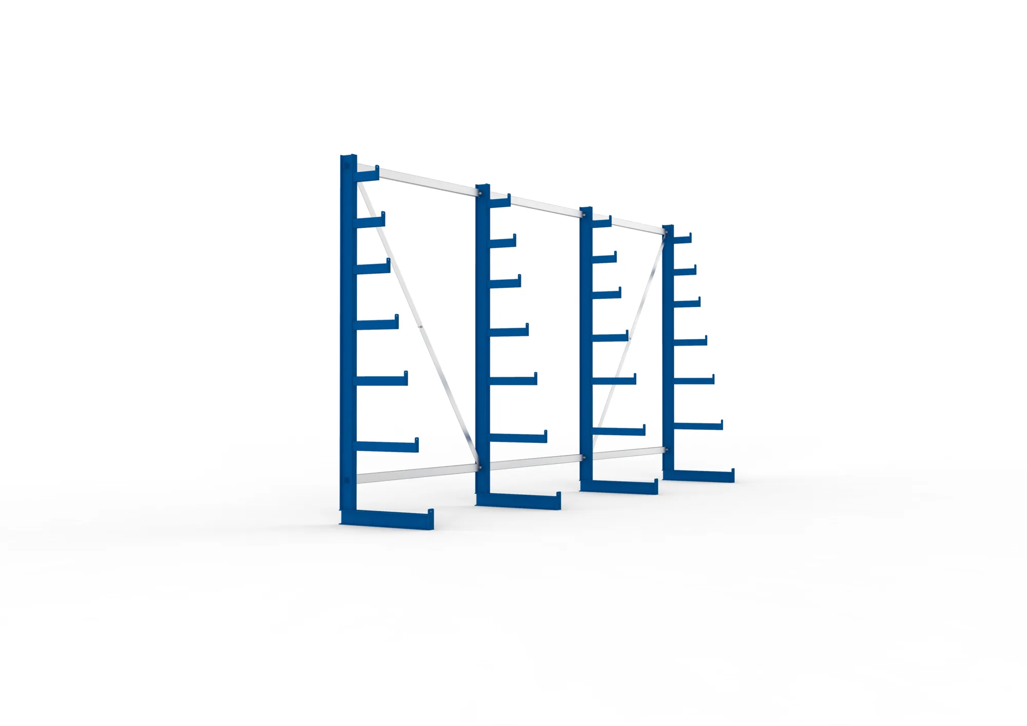 META ATLAS ST | Langgutregal | 3 Felder | 2000 x 4050 x 500 mm | Armlast 200 kg | einseitig | 6+1 Ebenen | RAL 5010