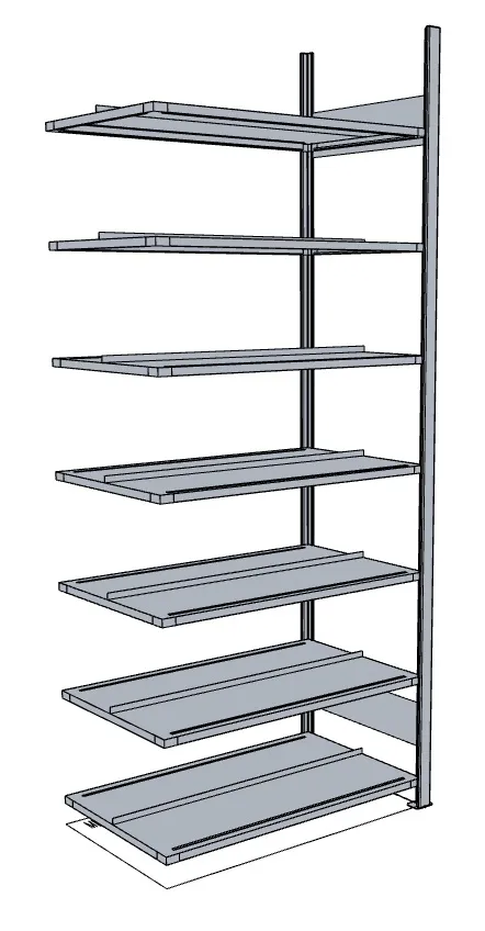 META COMPACT | Büro-Steckregal | Anbauregal | 2550 x 1000 x 600 mm | Fachlast 100 kg | 7 Ebenen | verzinkt