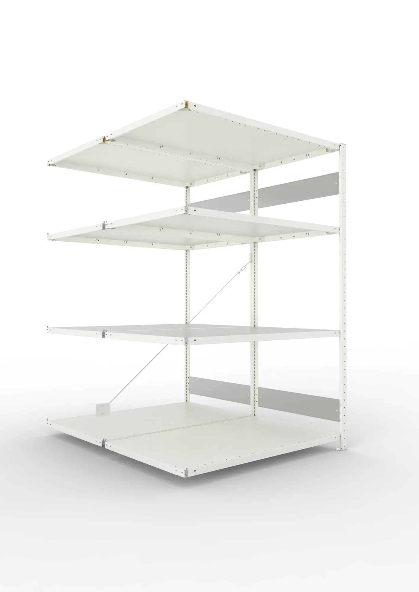 META CLIP S3 | Fachbodenregal | Doppel-Anbauregal | 2000 x 1300 x 800 mm | Fachlast 230 kg | 3+1 Ebenen | RAL 7035