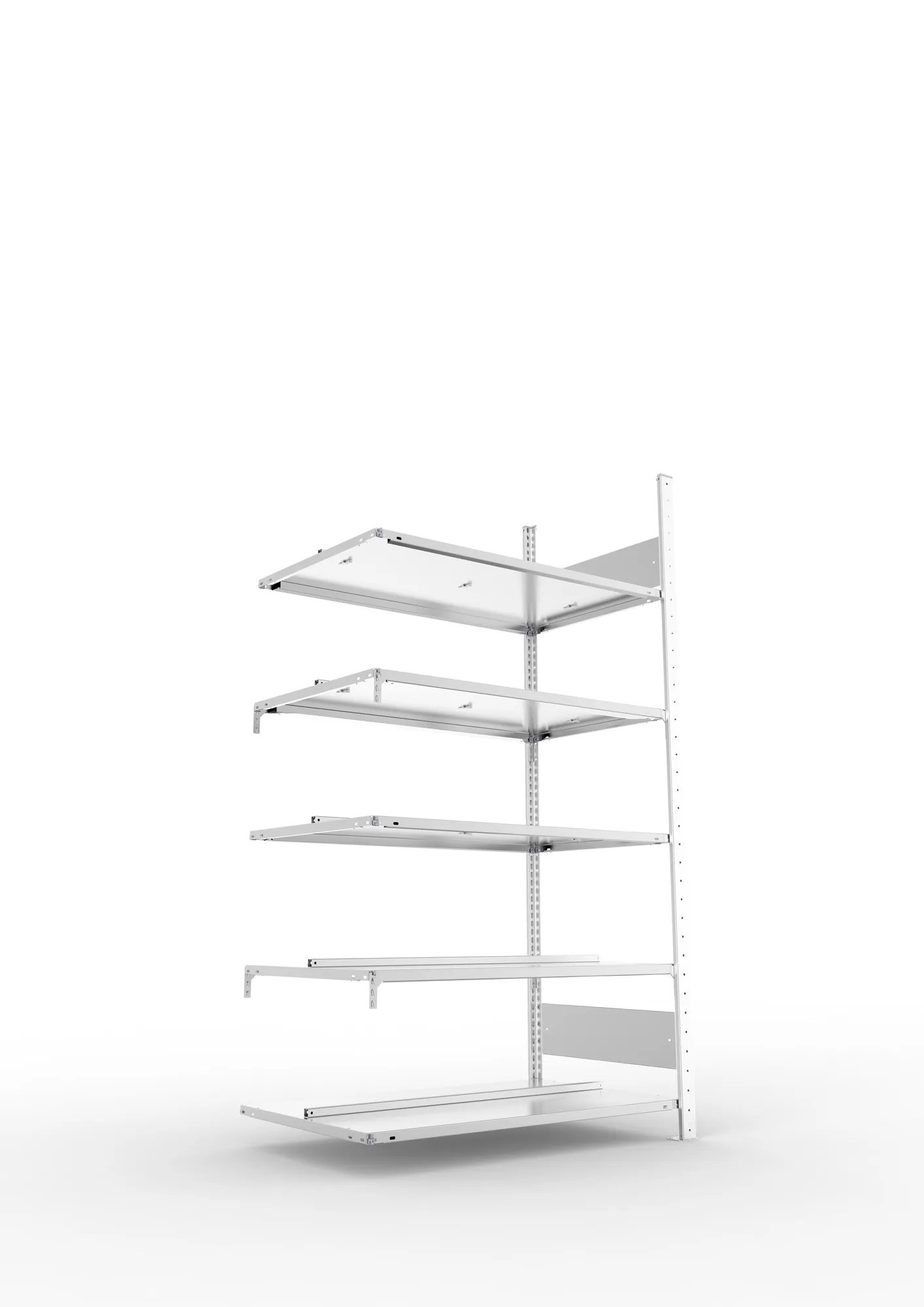 META COMPACT S3| Büro-Steckregal | Doppel-Anbauregal | 1850 x 1000 x 600 mm | Fachlast 100 kg | 5 Ebenen | Mittelanschlag | verzinkt