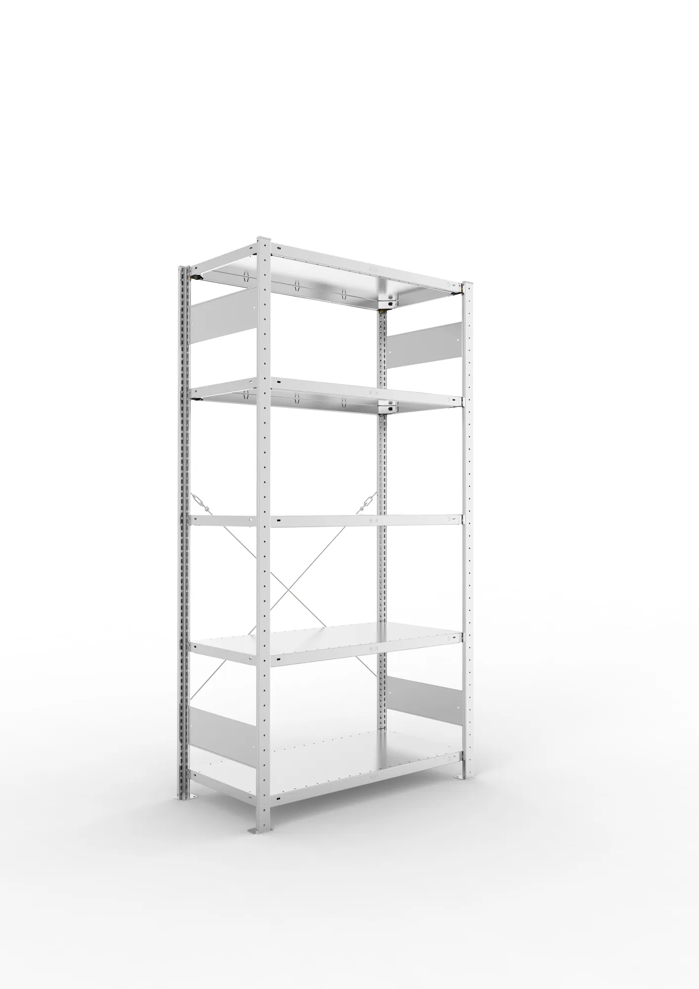 META CLIP | Fachbodenregal | Grundregal | 2000 x 1000 x 500 mm | Fachlast 150 kg | 4+1 Ebenen | verzinkt
