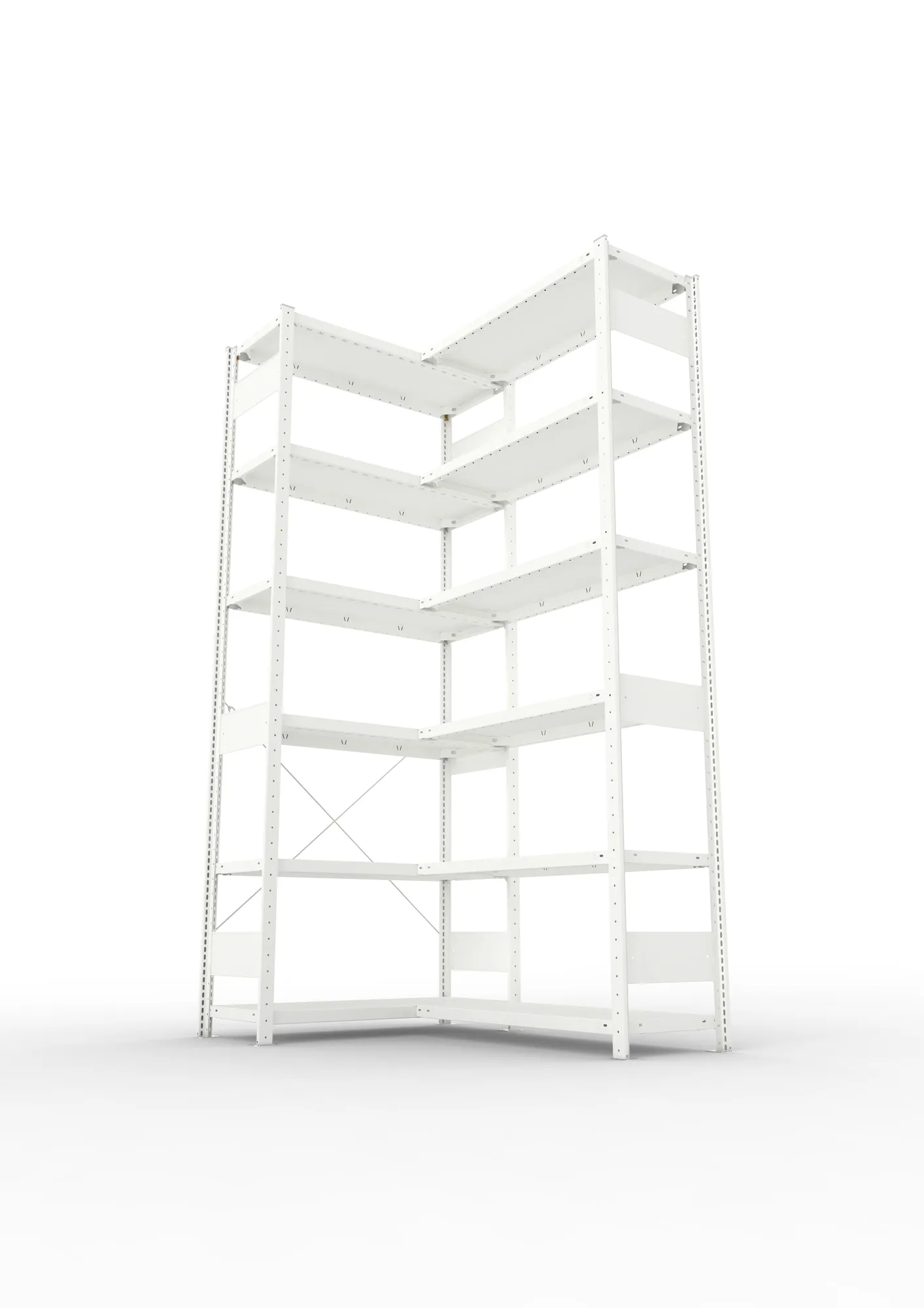 META CLIP | Eckregal | 2500 x 1000 x 400 mm | Fachlast 100 kg | 5+1 Ebenen | RAL 7035