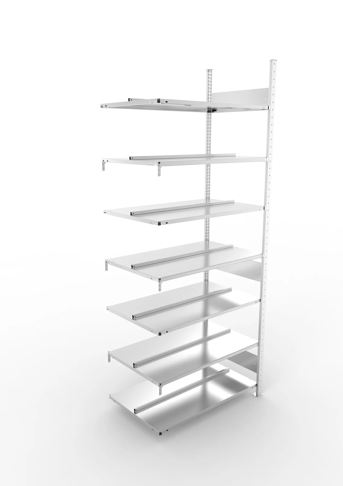 META COMPACT S3| Büro-Steckregal | Doppel-Anbauregal | 2500 x 1000 x 600 mm | Fachlast 100 kg | 7 Ebenen | Mittelanschlag | verzinkt