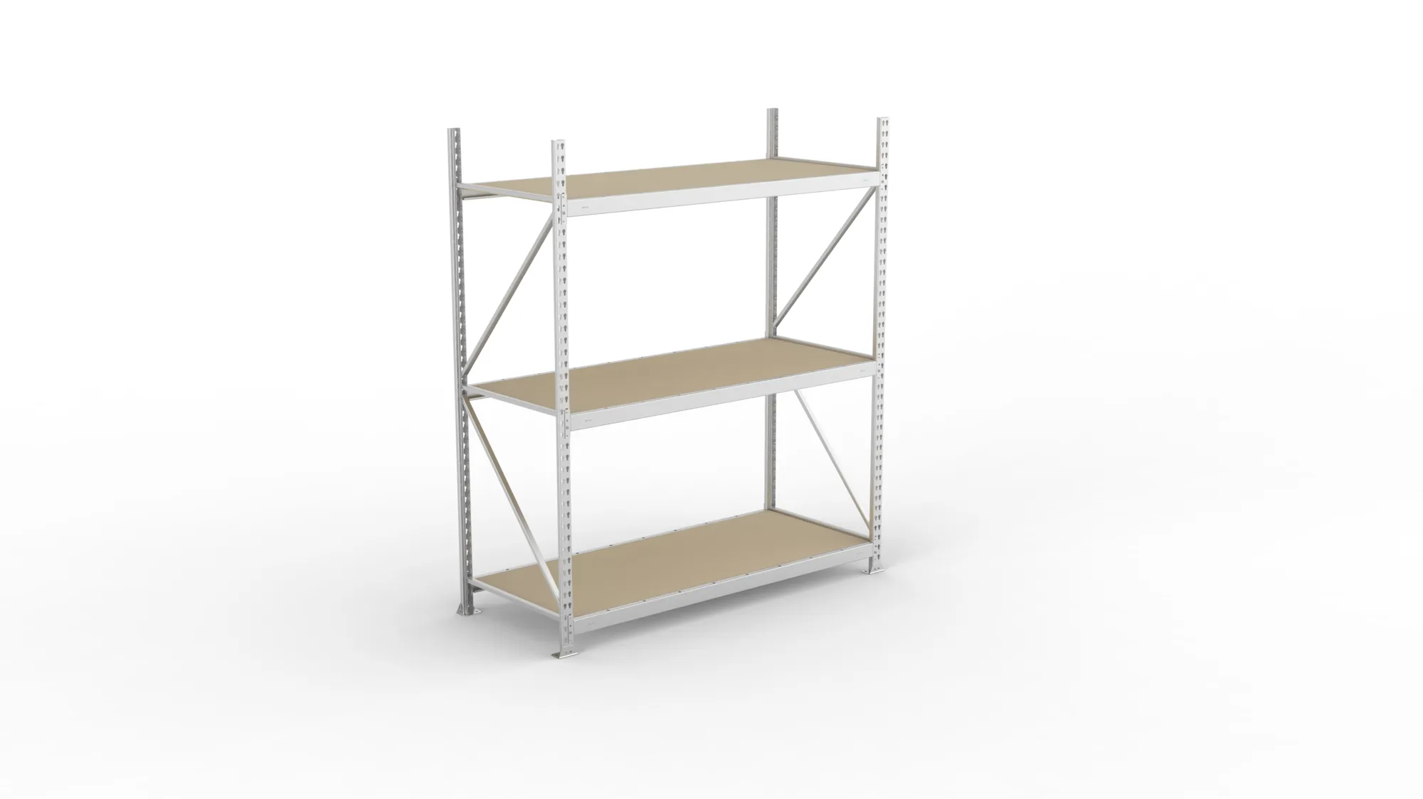 META MINI-RACK Weitspannregal | Grundregal | 2200 x 1800 x 800 mm | Fachlast 600 kg | Spanplattenböden | 3 Ebenen