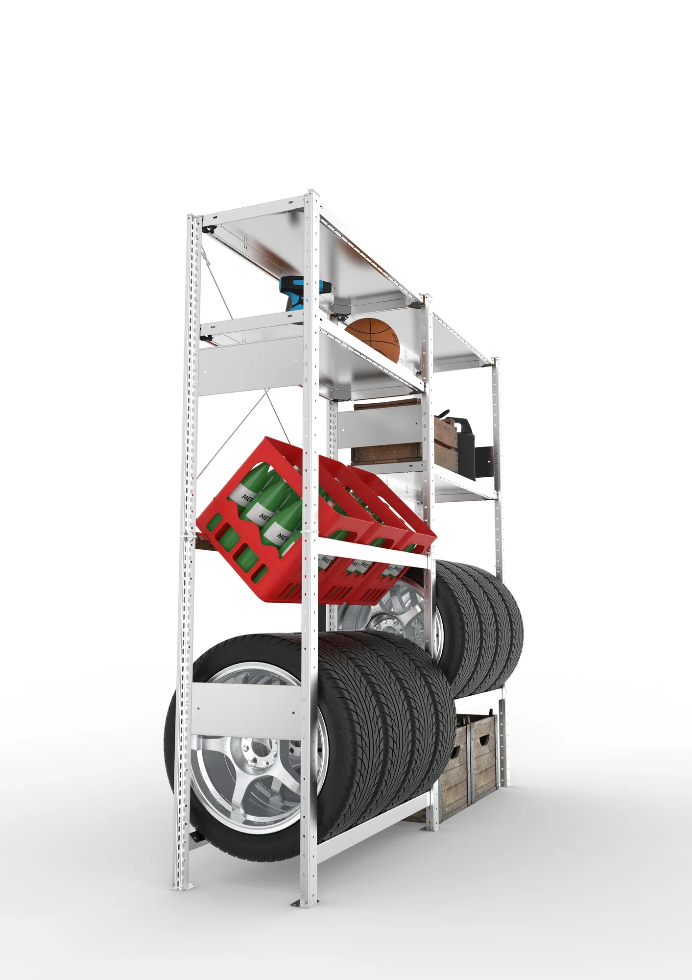 META CLIP SPLIT | Garagenregal | 2 Felder | 2000 x 1000 x 400 mm | Fachlast 150 kg | verzinkt
