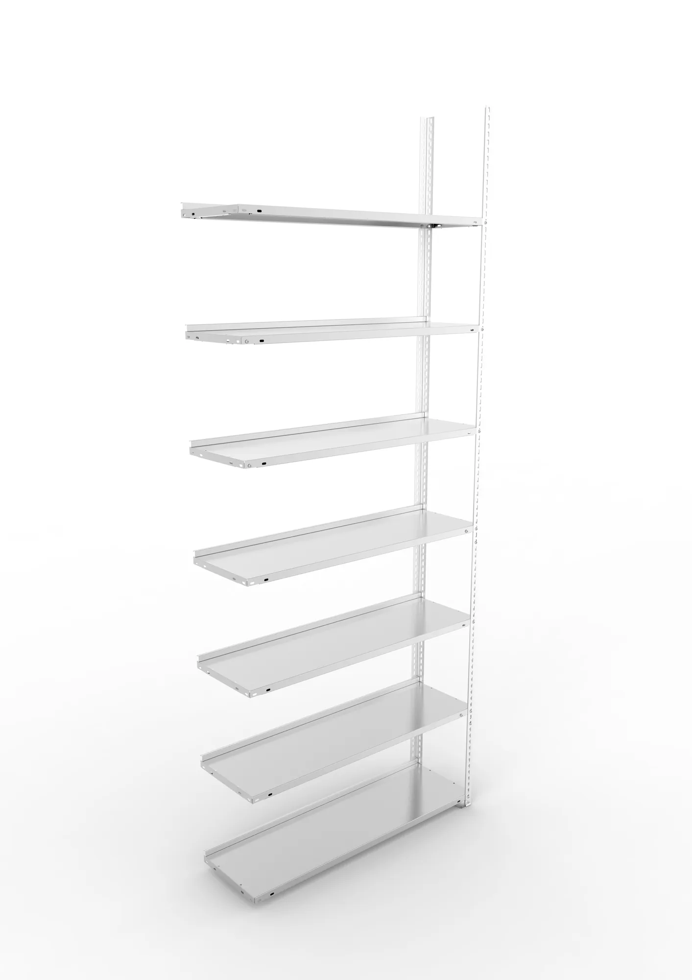 META FIX COMPACT | Büro-Schraubregal | Anbauregal | 2500 x 1000 x 300 mm | Fachlast 80 kg | 7 Ebenen | verzinkt